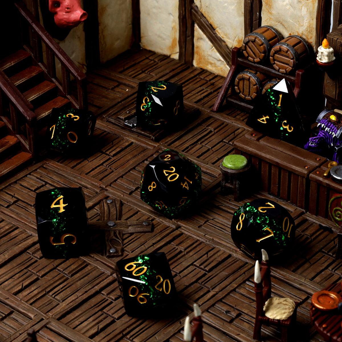 Malachite Mire Resin RPG Dice Set