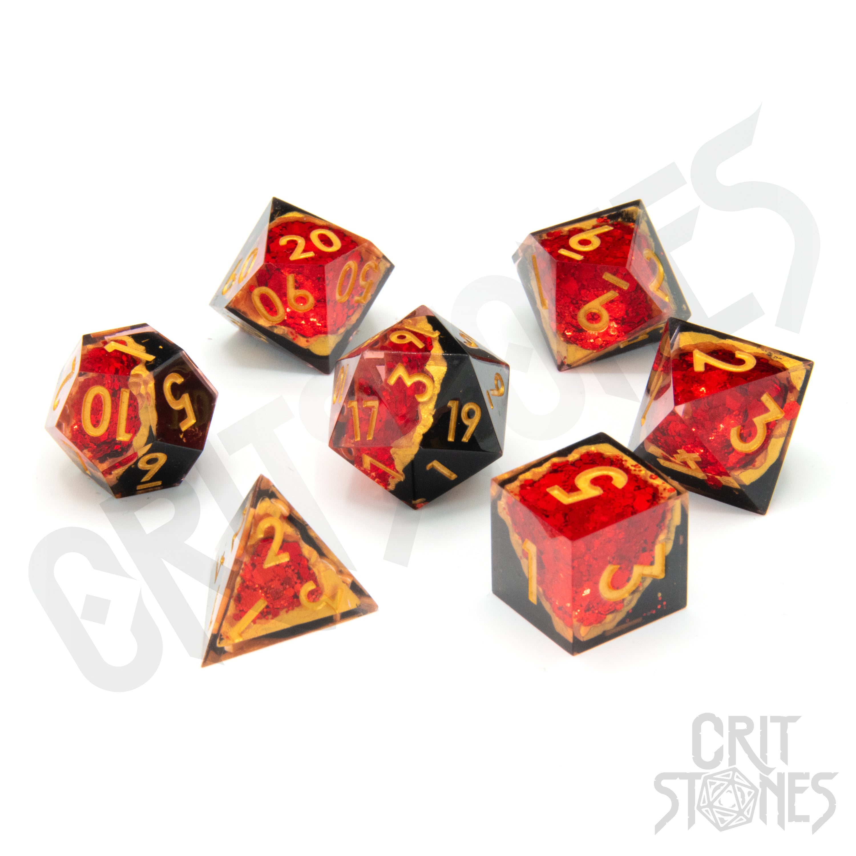 Gemcutter's Ruby Geode RPG Dice Set