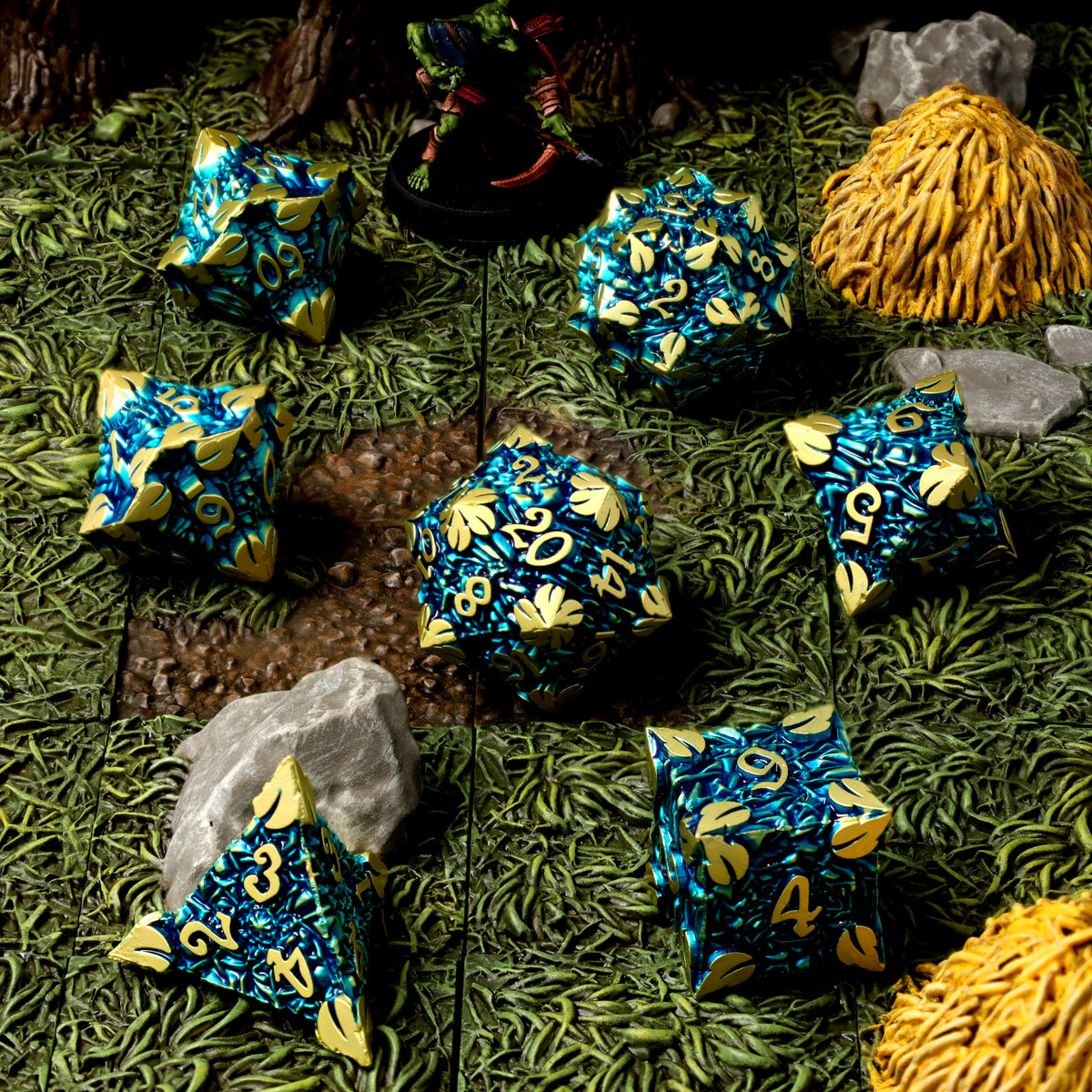 Golden Canopy Metal RPG Dice Set