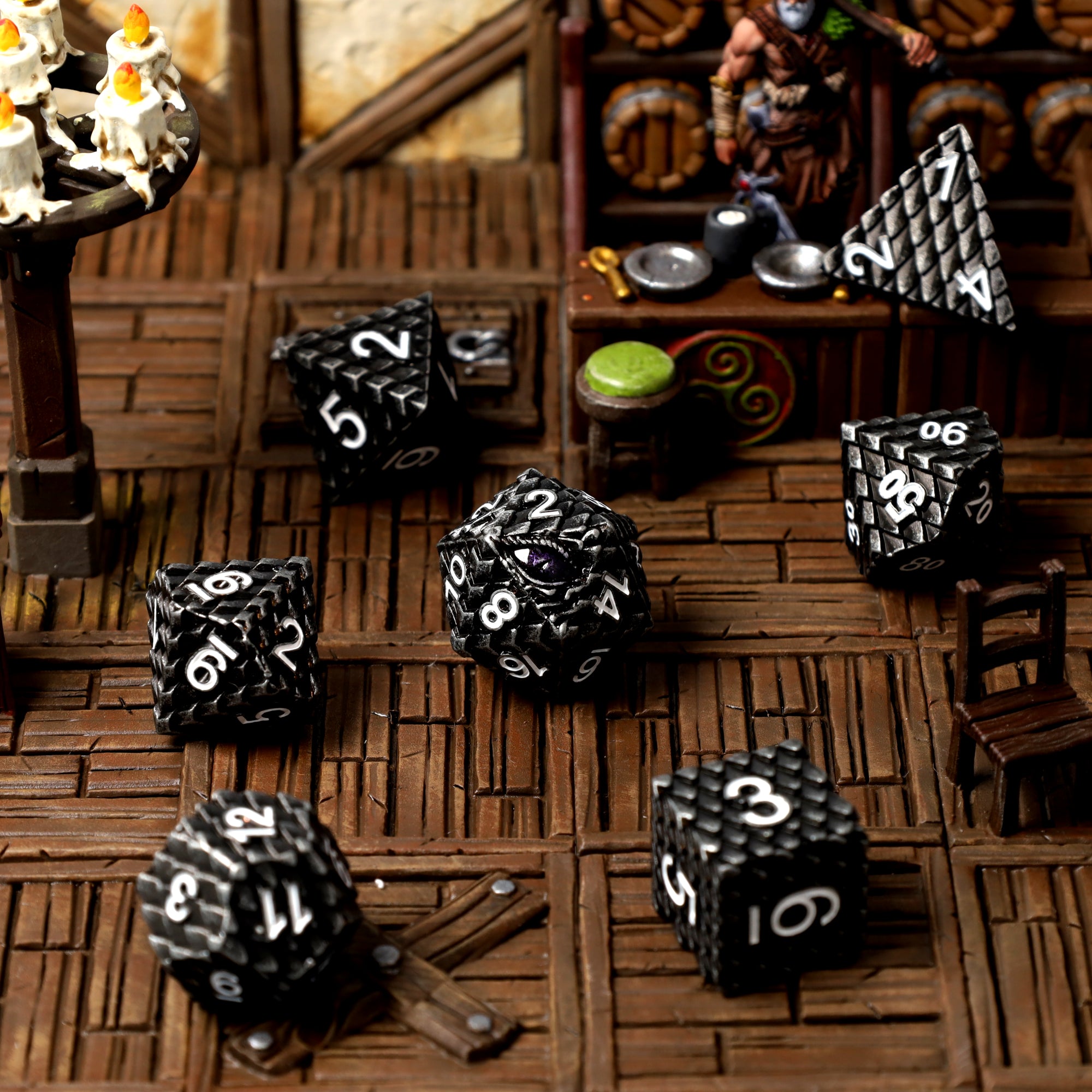 Voidraxius Metal RPG Dice Set