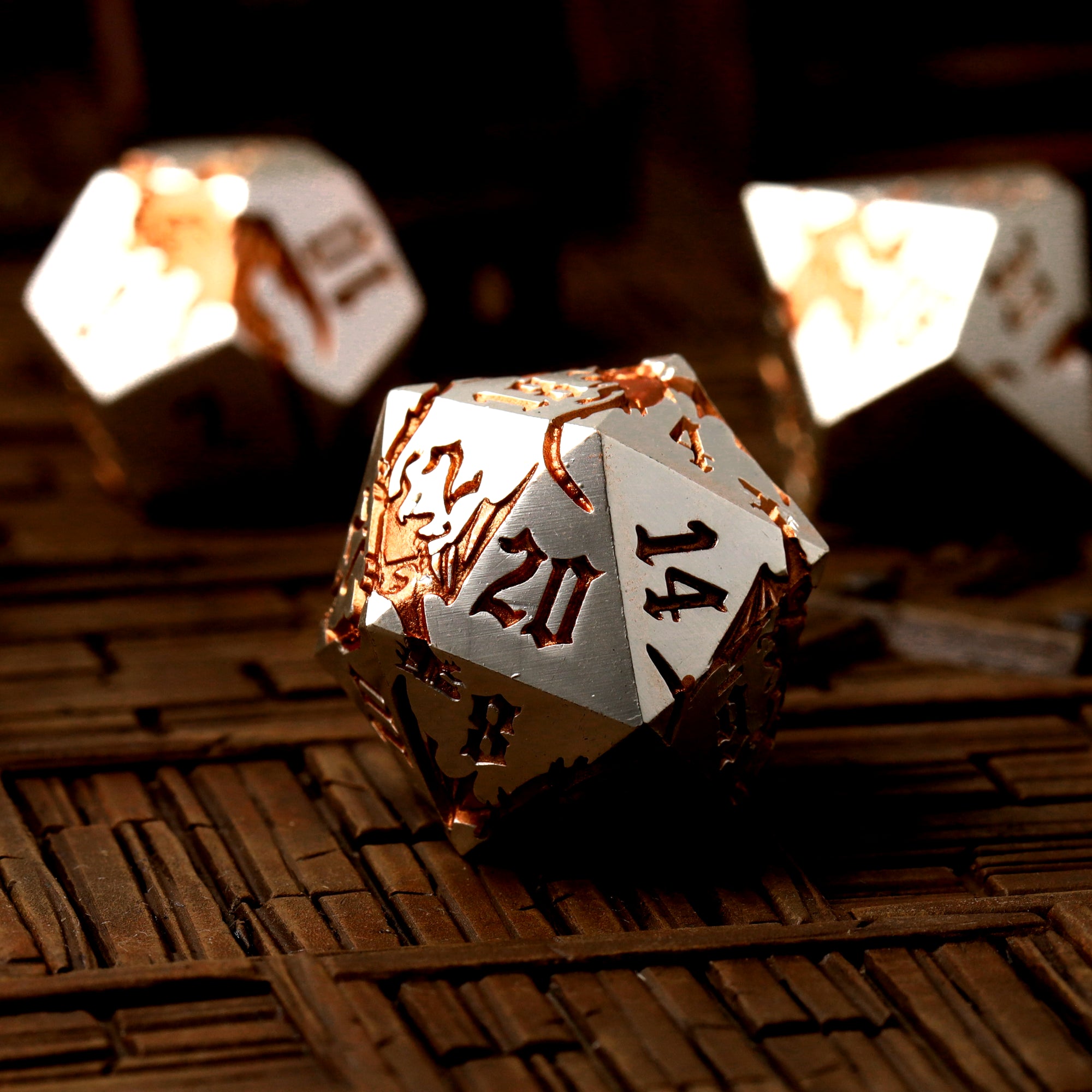 Gilded Wyrm Metal RPG Dice Set