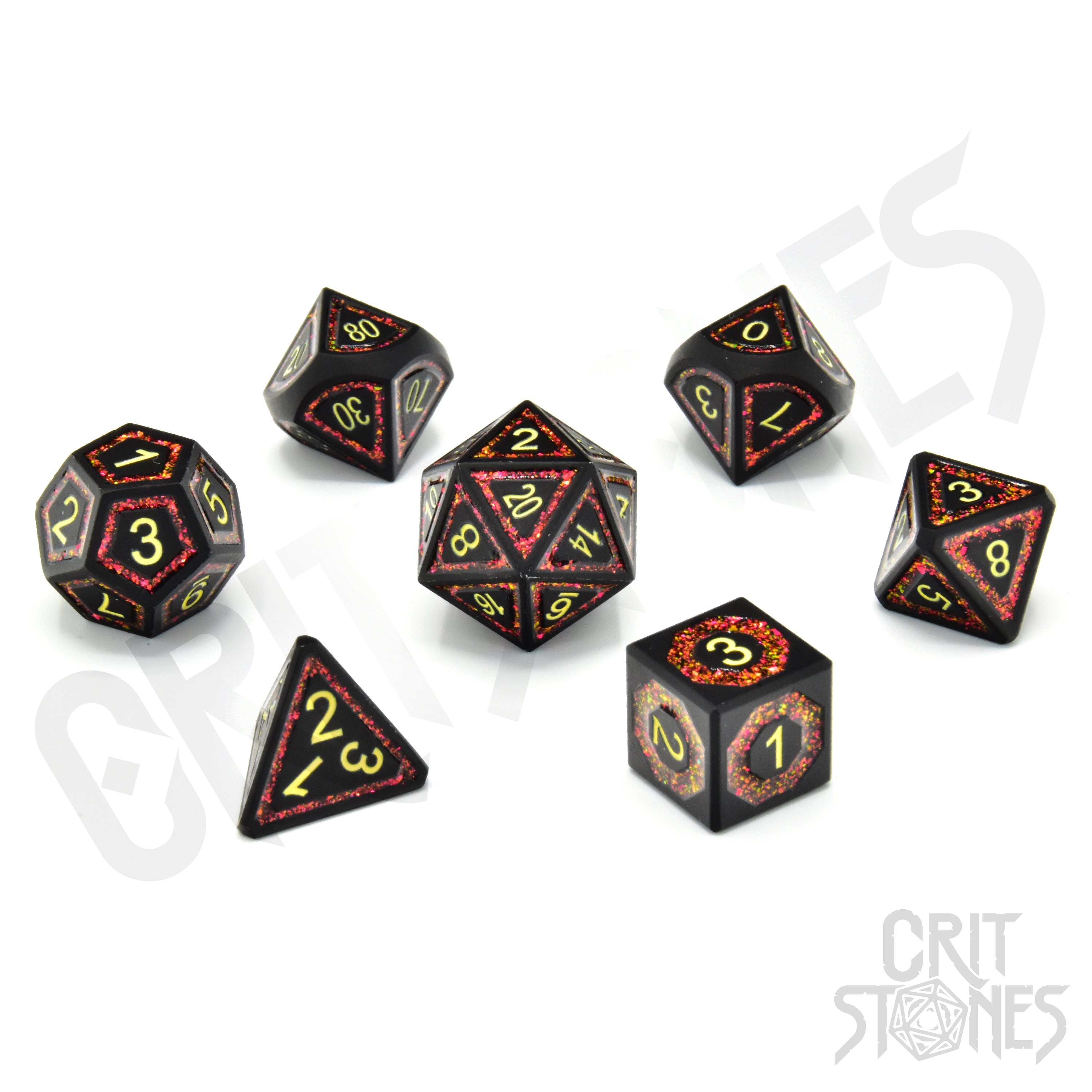 Volcanic Valor Metal RPG Dice Set