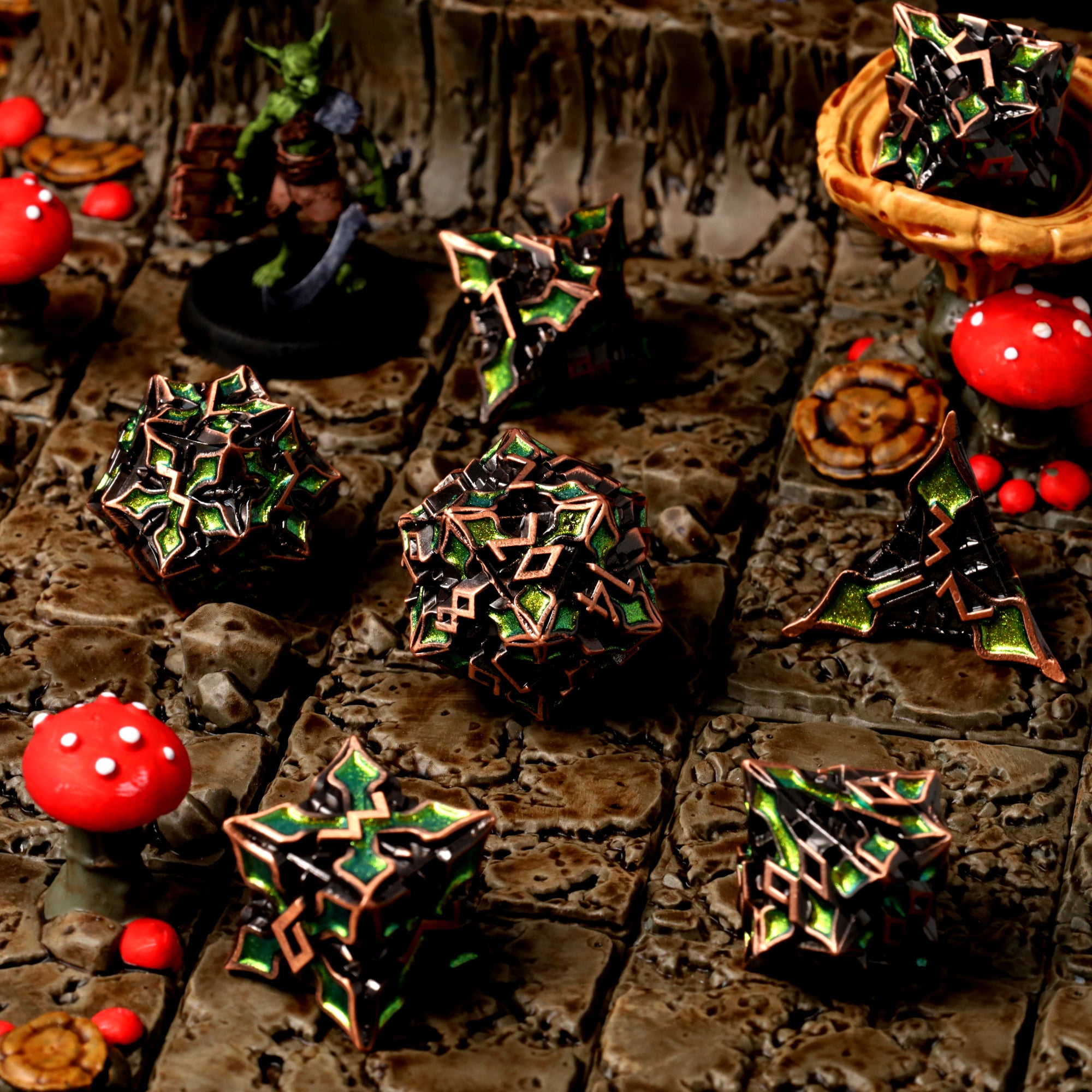 Elfan Woods metalen RPG dobbelstenen