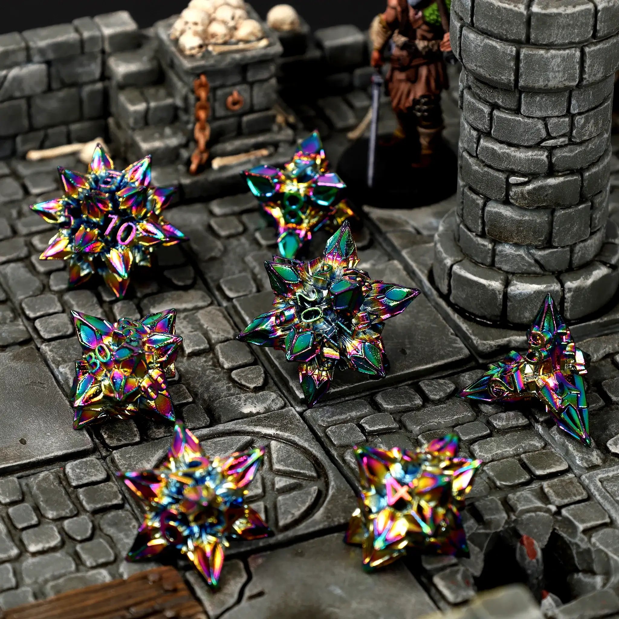 Chaotic Bane Metal RPG Dice Settt