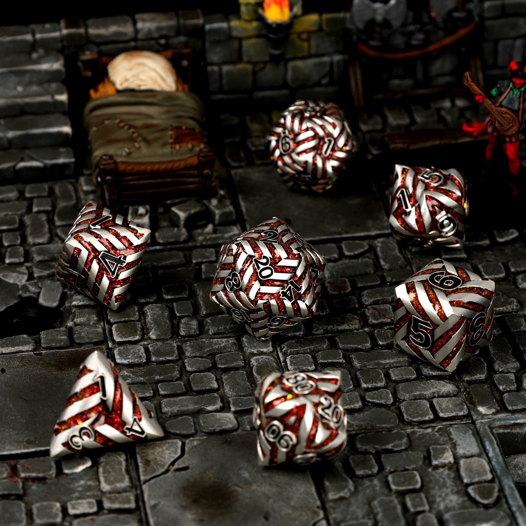 Forgespired Metal RPG Dice Set