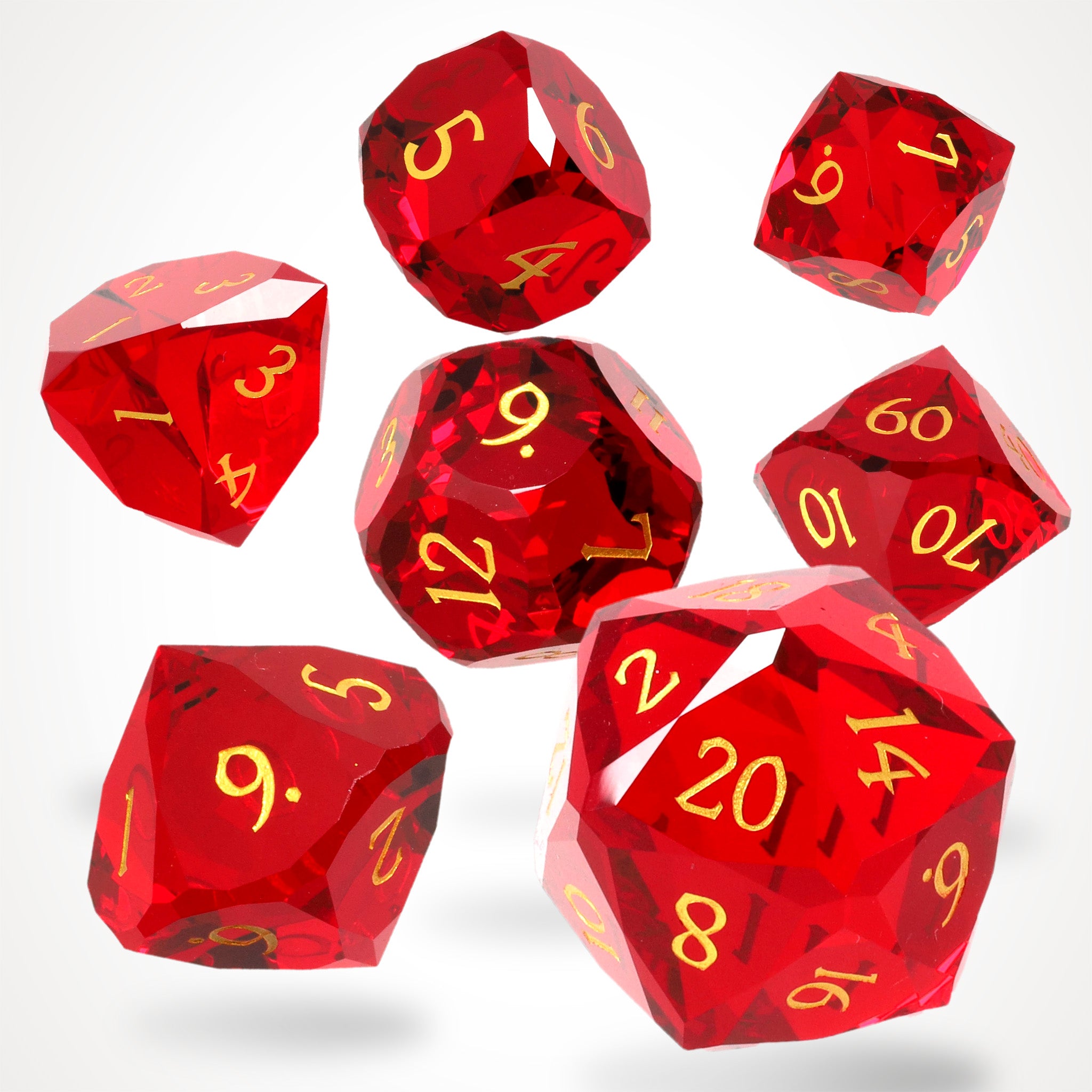 Ruby Reckoning Glass RPG dice set