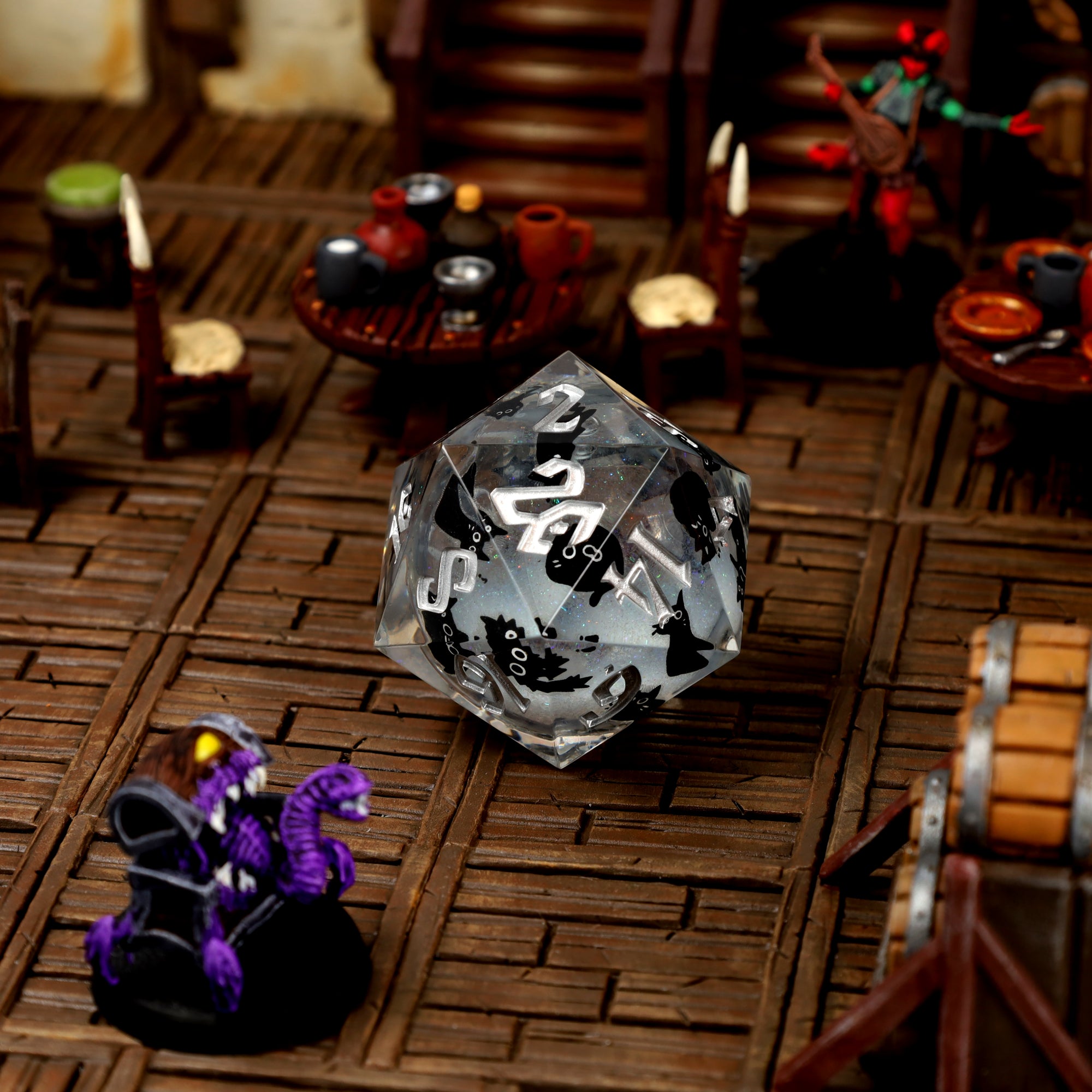 Meowgic Stone 33mm Liquid Core D20 in scene