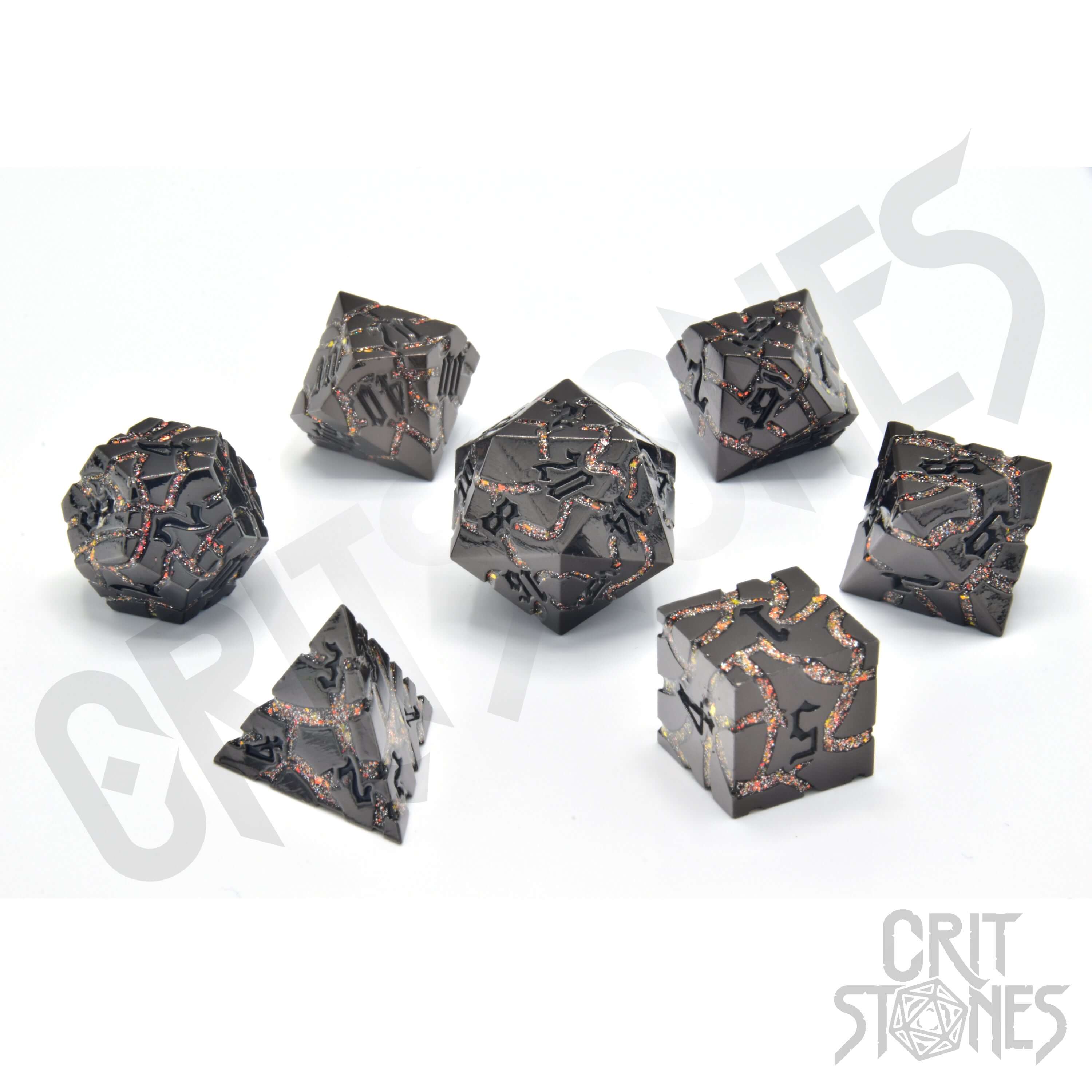 Lava Flow Metal RPG Dice Set