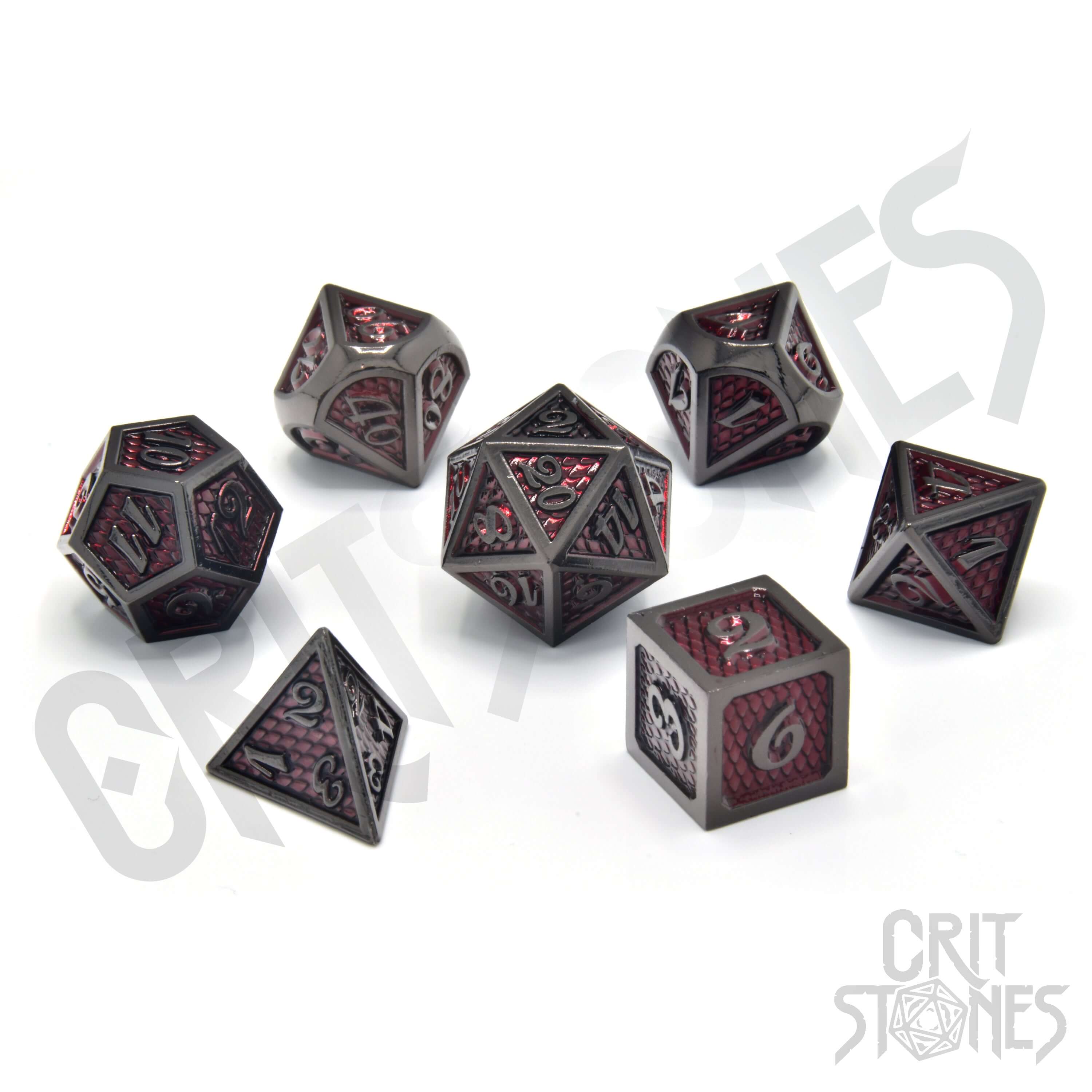 Red Wyrmskin Metal RPG Dice Set