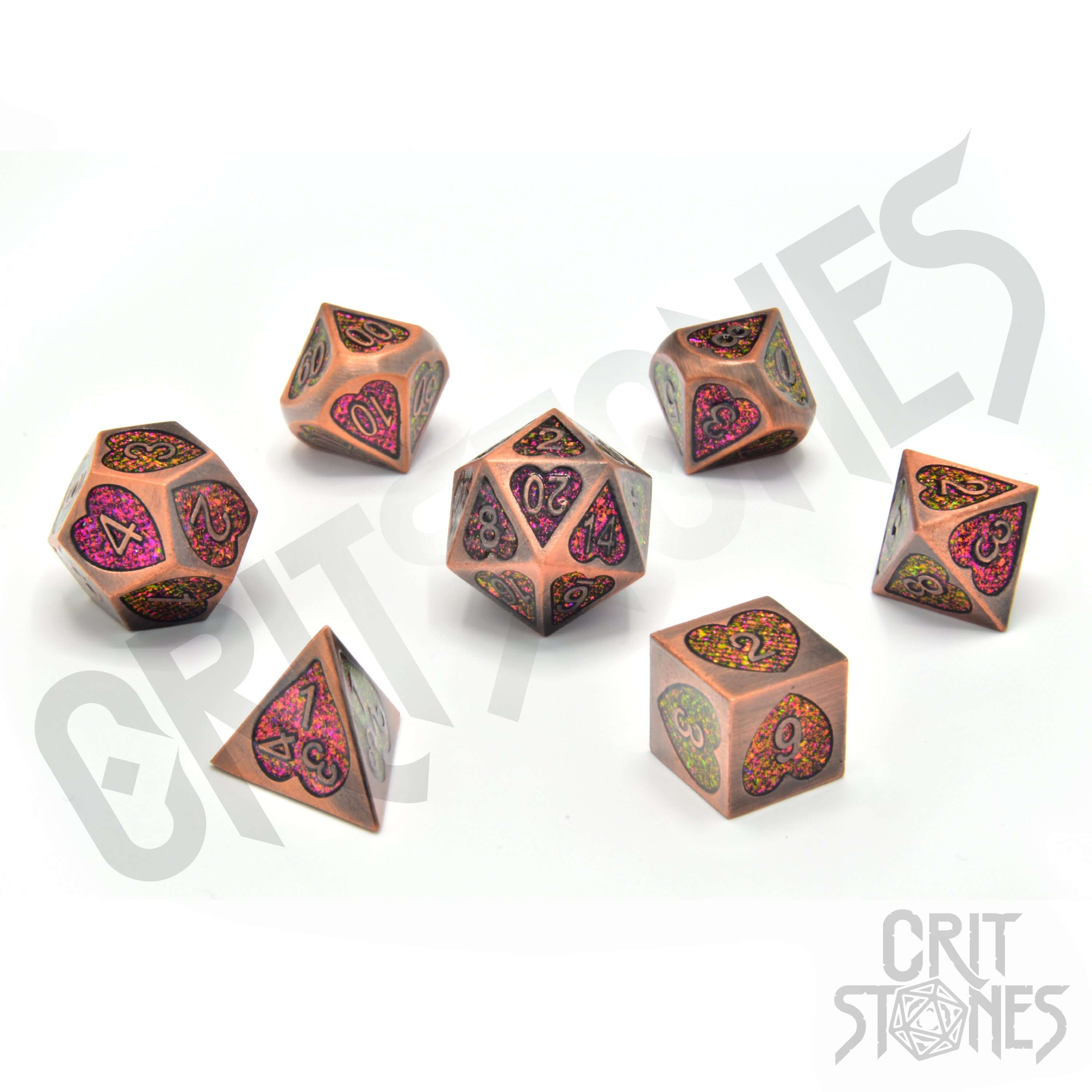 Romance Rune Metal RPG Dice Set