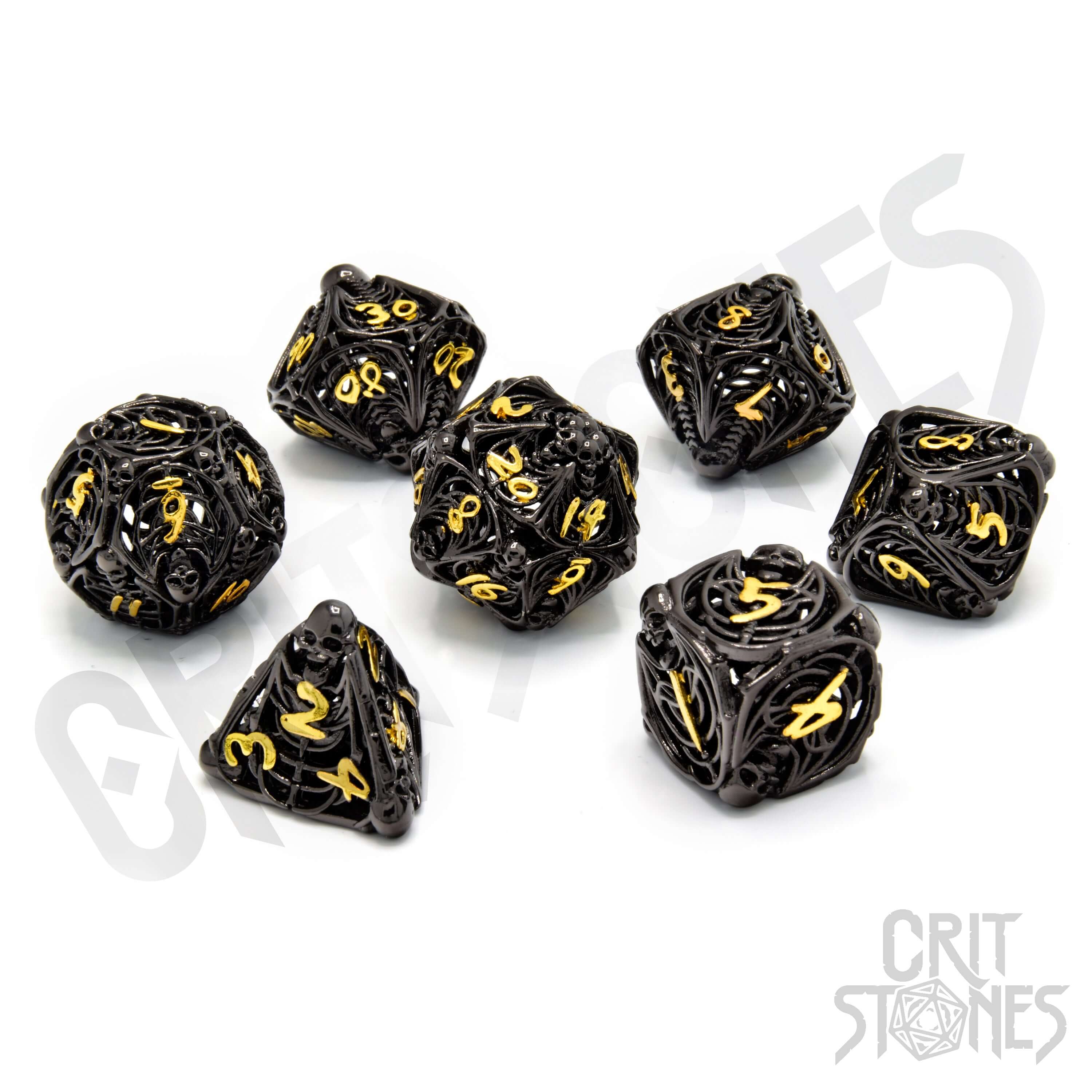 Soulreaper Gold Hollow Metal RPG Dice Set