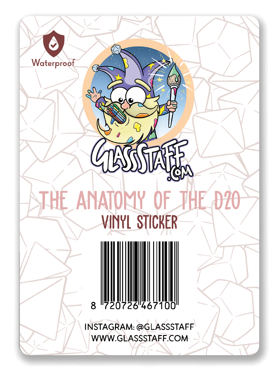 Anatomie van de D20-sticker - D&D / TTRPG-sticker - Glassstaff