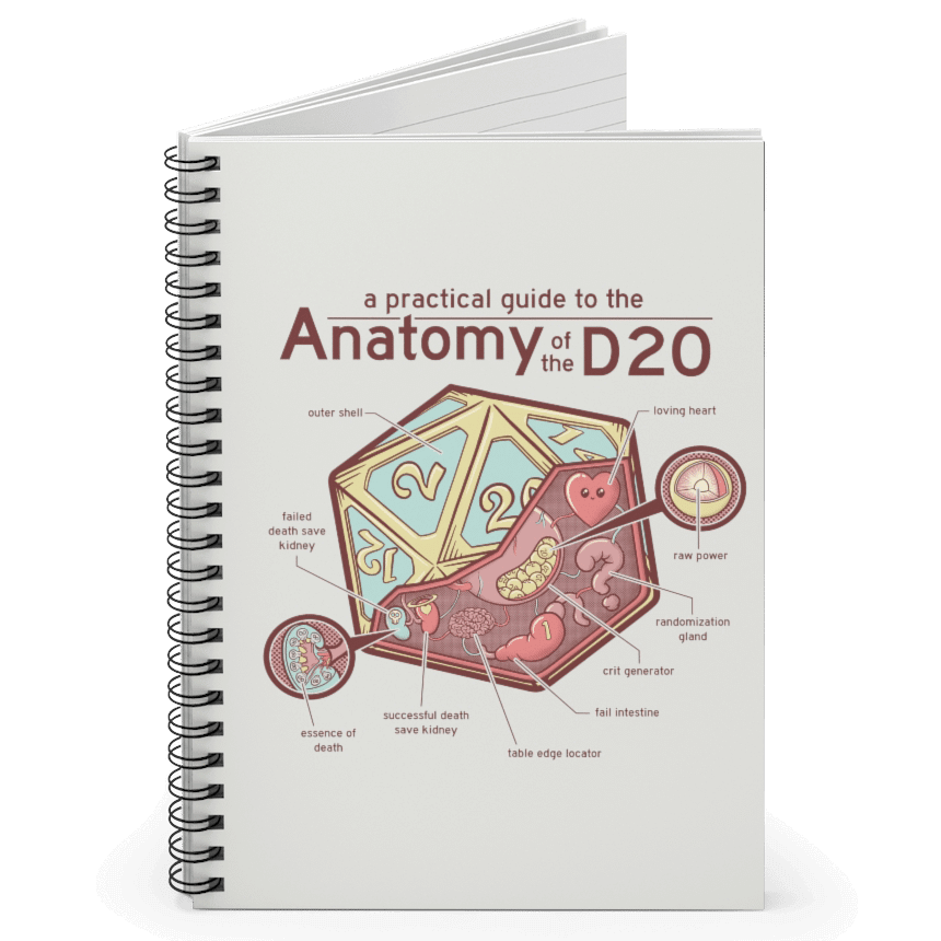 Anatomy of the d20 WS Notebook - D&D / TTRPG Hardcover Spiral Notebook - Glassstaff