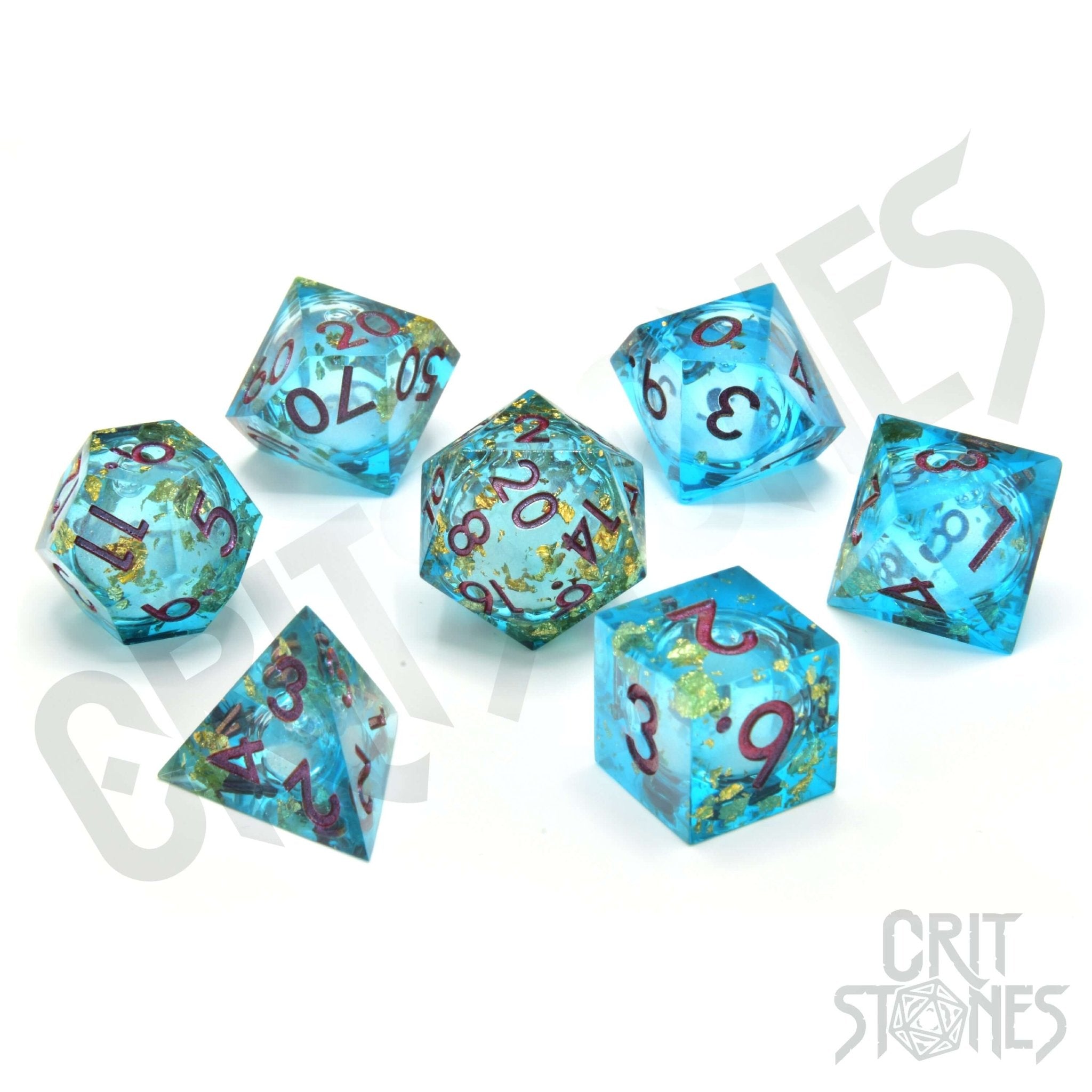 Aqua Astra Liquid Core RPG Dice Set - RPG Dice Set - GlassStaff