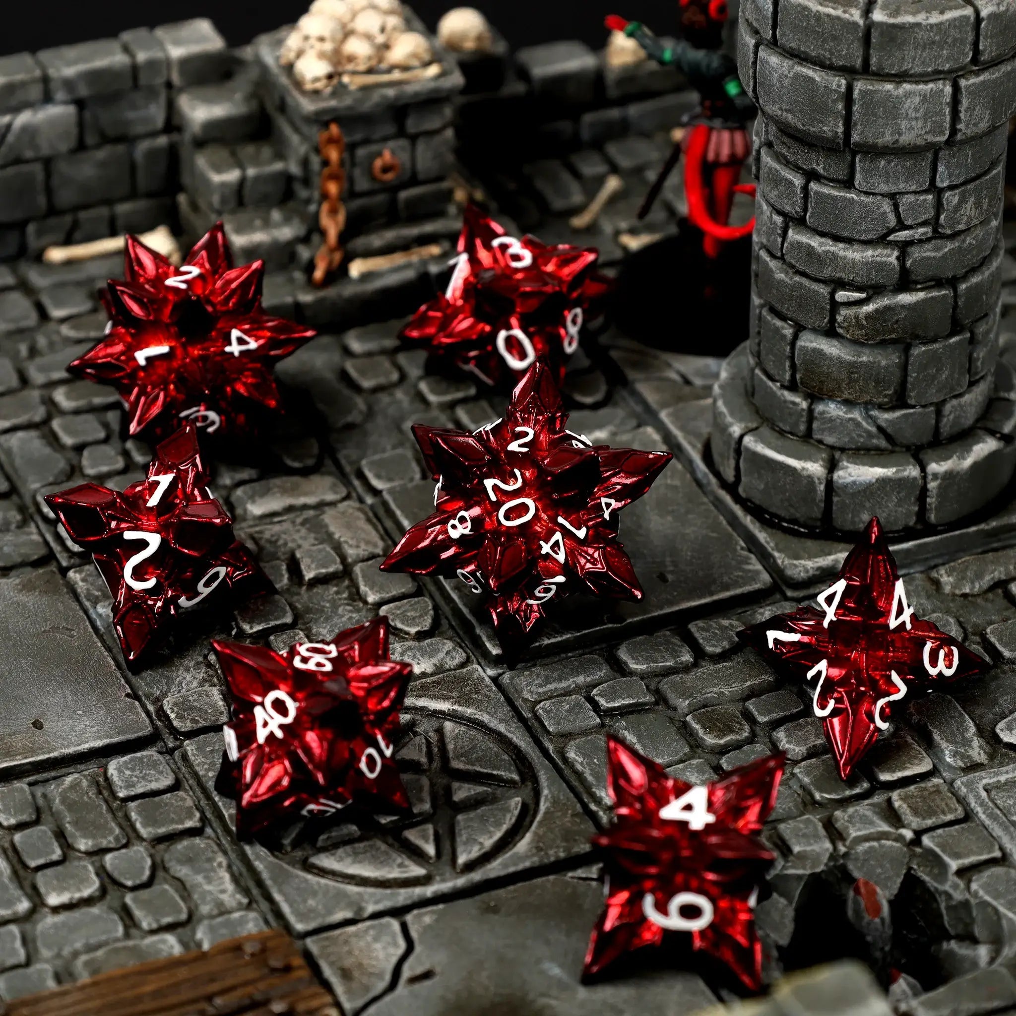 Bane's Inferno Metal RPG Dice Set - RPG Dice Set - GlassStaff