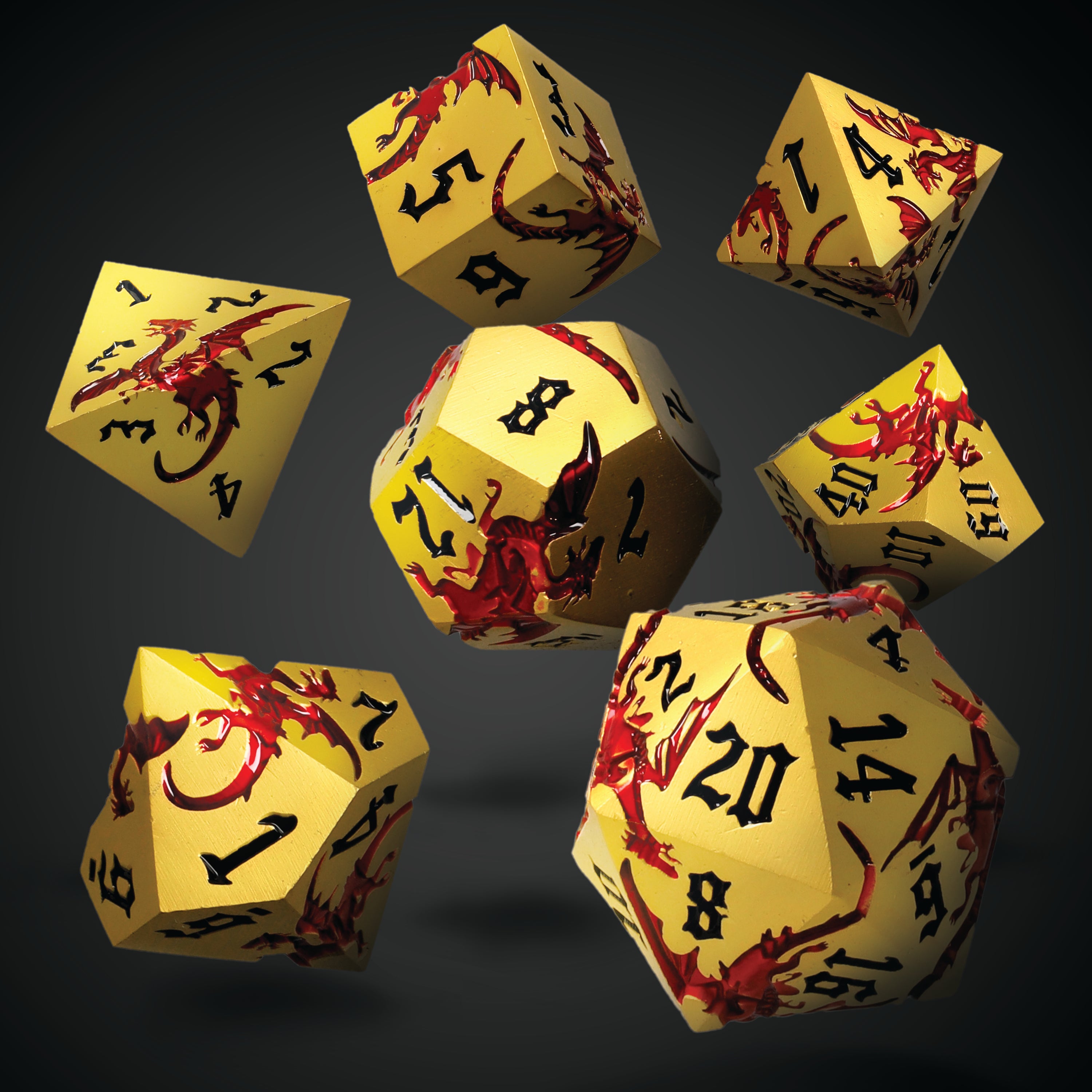 Wyrmgold Metal RPG Dice Set