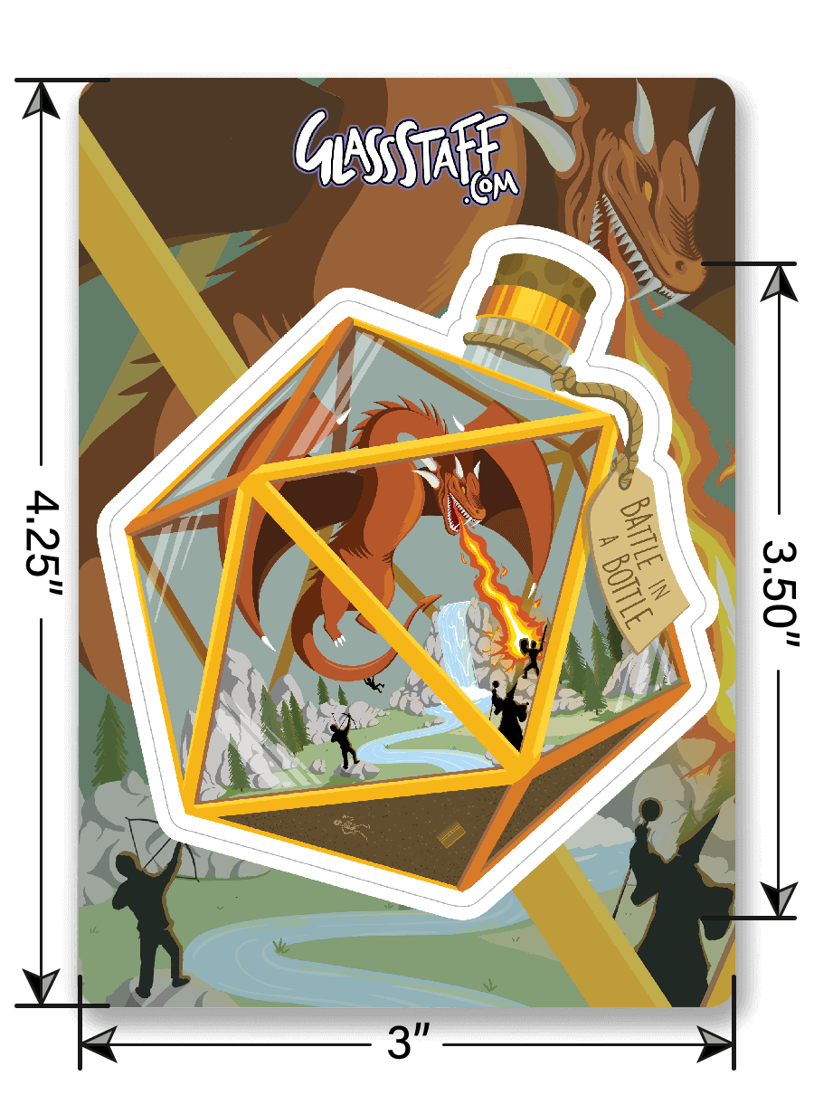 Battle in a Bottle-sticker - D&D / TTRPG-sticker - Glassstaff