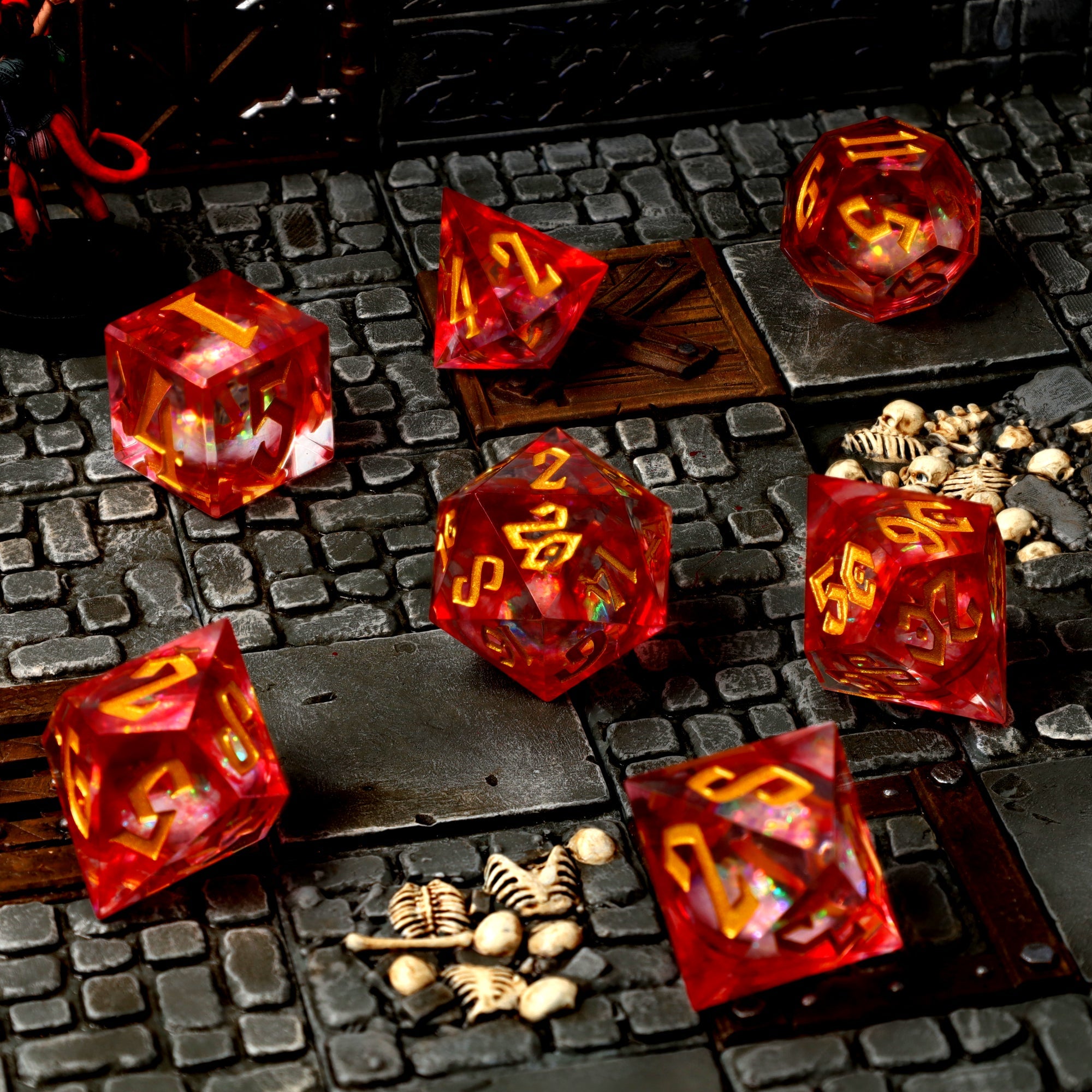 Bloodstone Relics Liquid Core RPG Dice Set - RPG Dice Set - GlassStaff