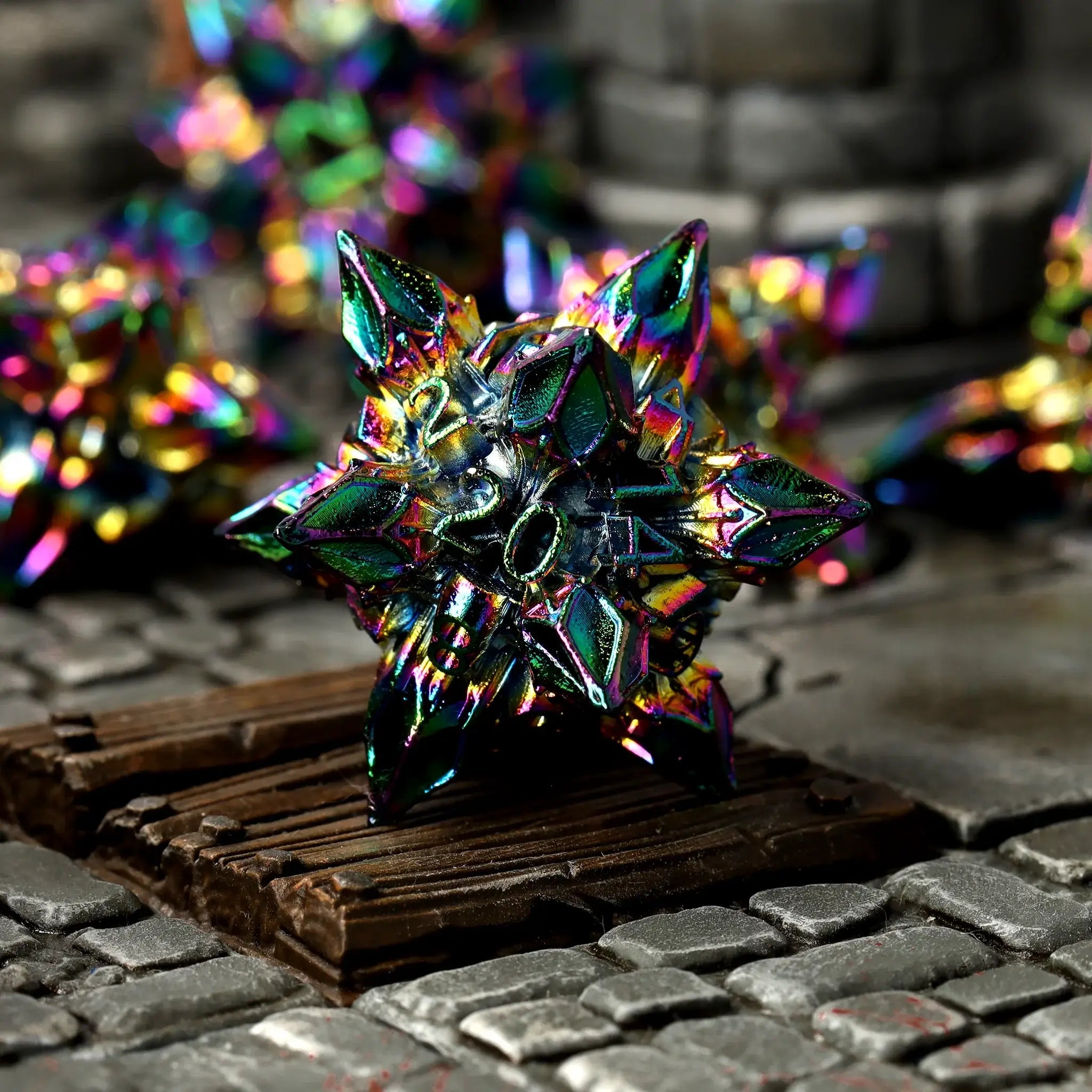 Chaotic Bane Metal RPG Dice Set - RPG Dice Set - GlassStaff