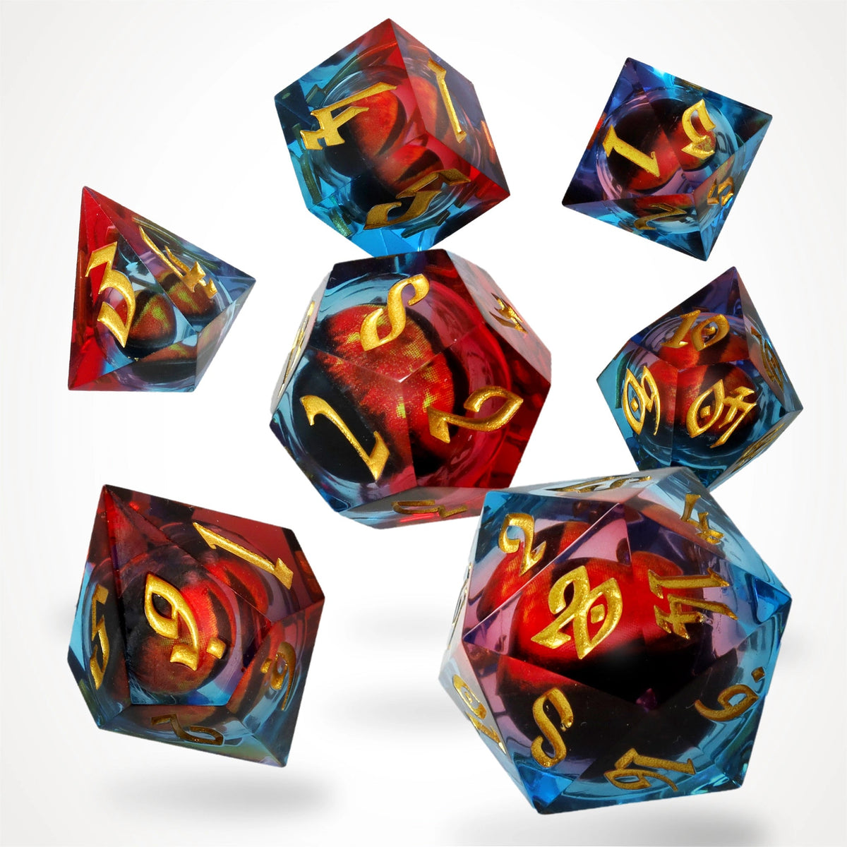 Chromatic Dragon's Gaze Floating Eye RPG Dice Set - RPG Dice Set - GlassStaff