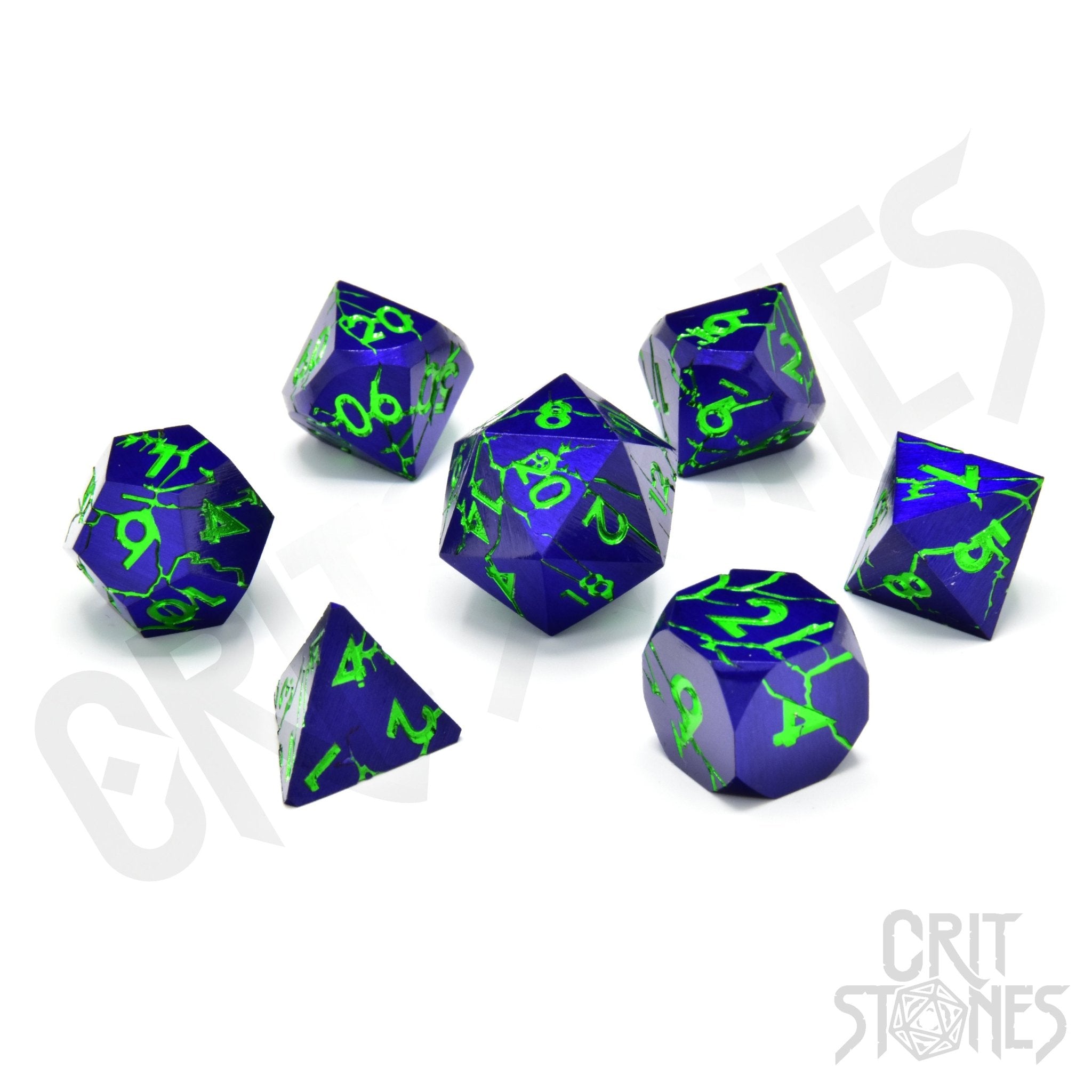 Crazed Enigma Metal RPG Dice Set - RPG Dice Set - GlassStaff