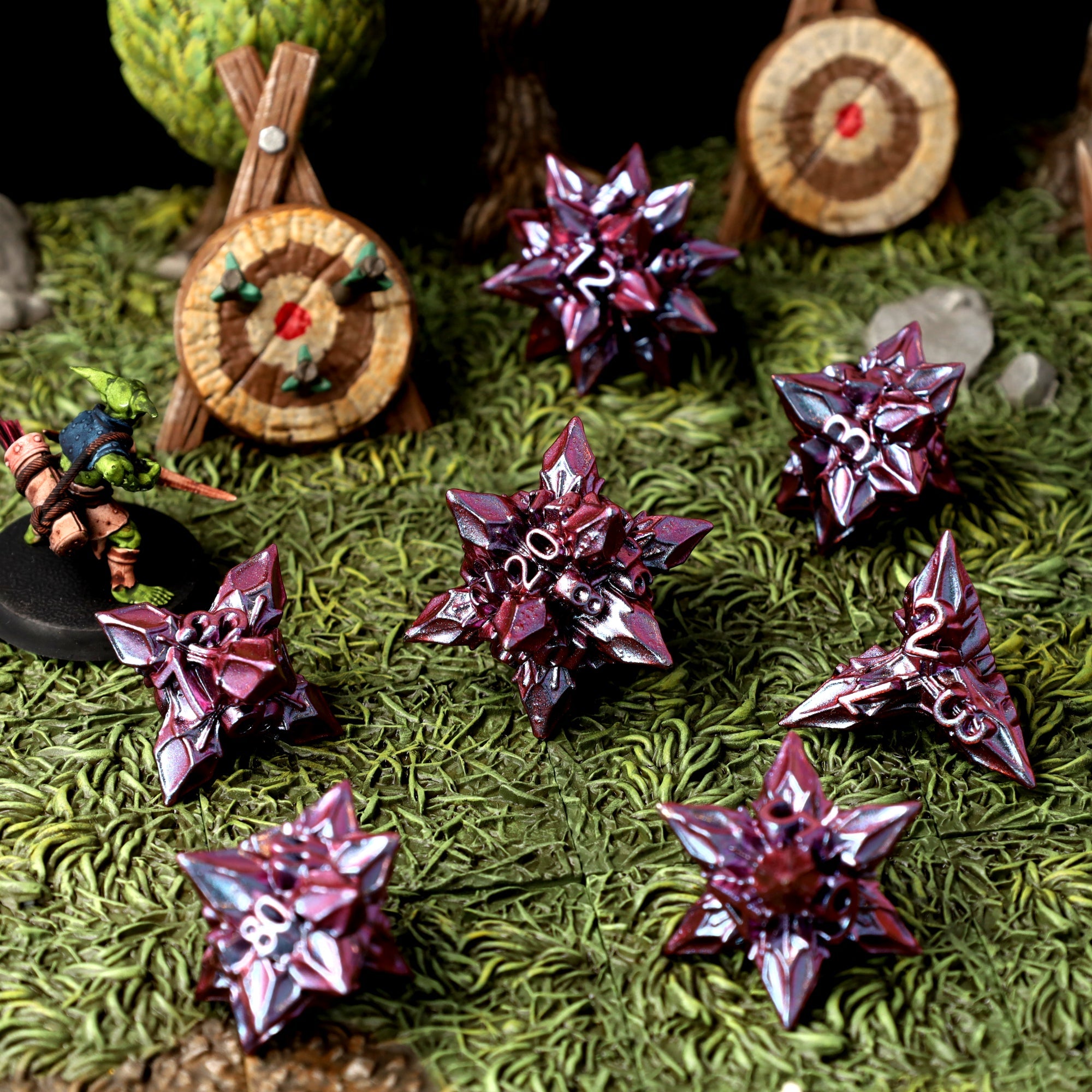 Damson Bane Metal RPG Dice Set - RPG Dice Set - GlassStaff