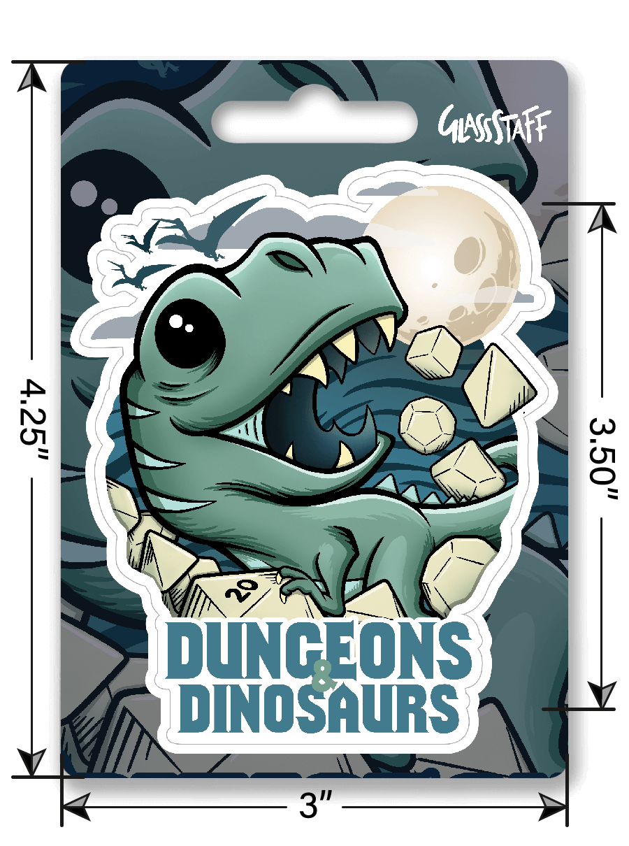 Kerkers en dinosaurussen sticker - D&D / TTRPG sticker - Glassstaff