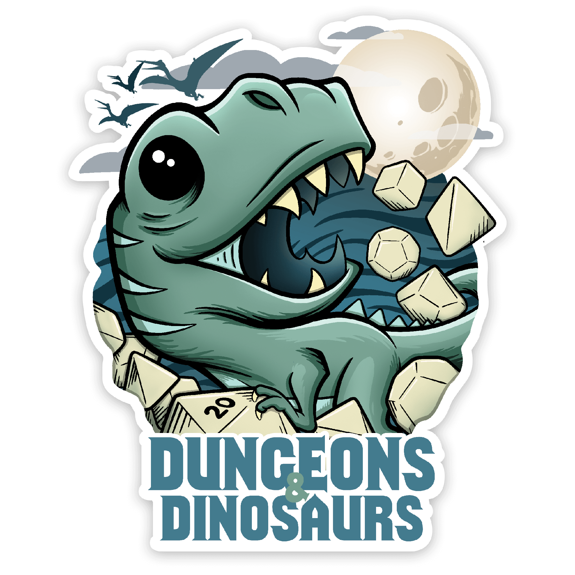 Dungeons and Dinosaurs Sticker - D&D / TTRPG Sticker - Glassstaff