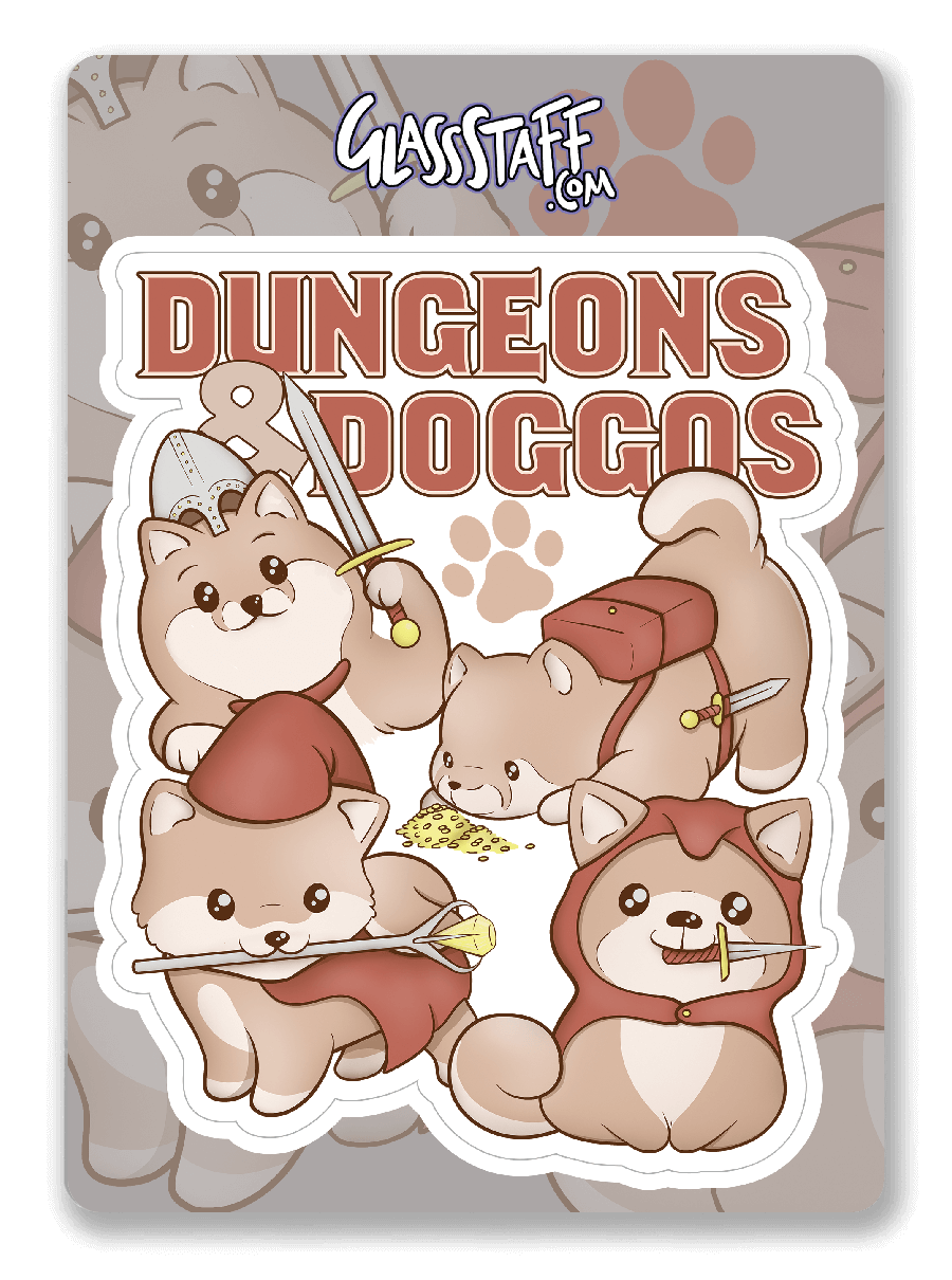 Kerkers en Doggos sticker-D&D/TTRPG sticker- Glassstaff