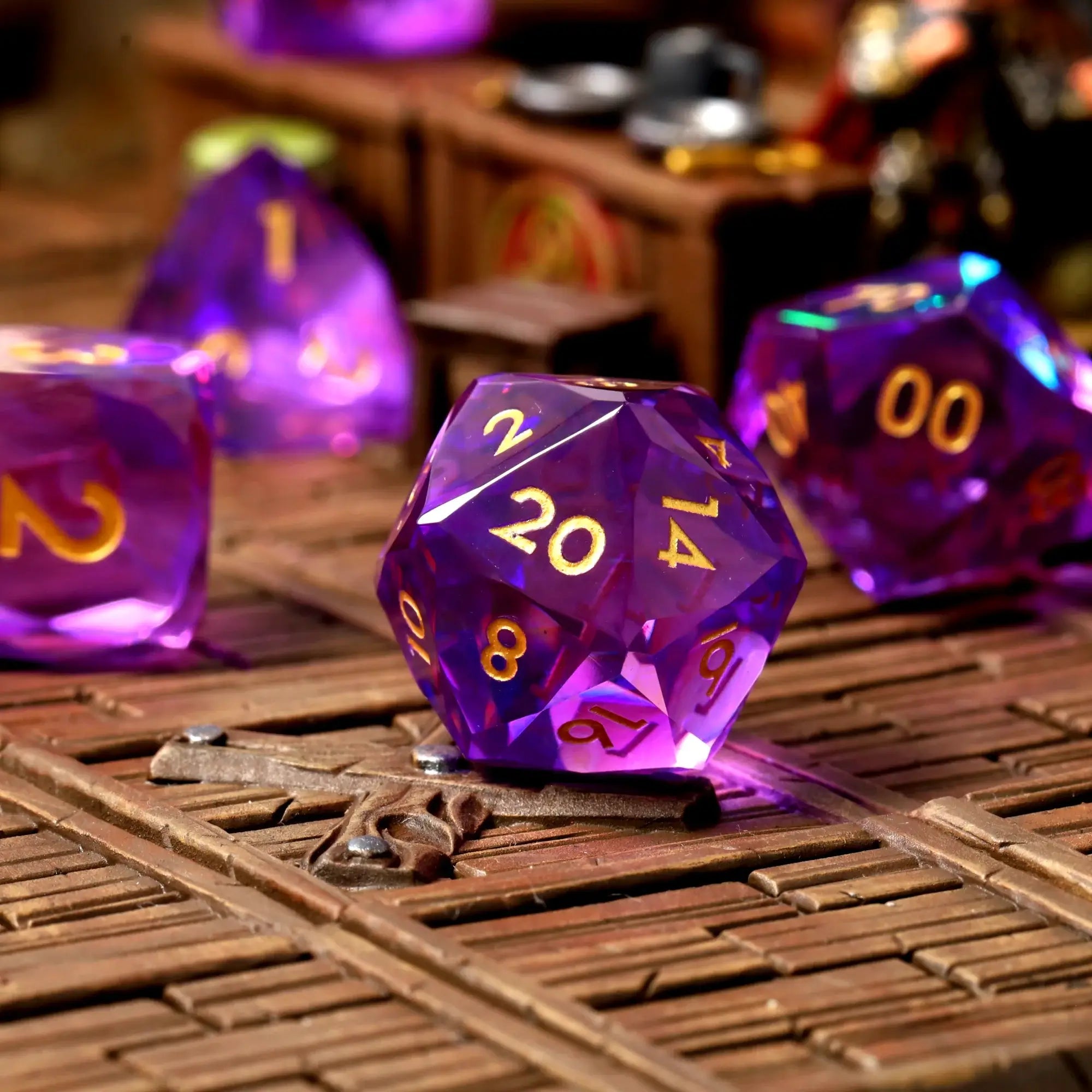 Enchanta Sharp Edge Resin RPG Dice Set - RPG Dice Set - GlassStaff