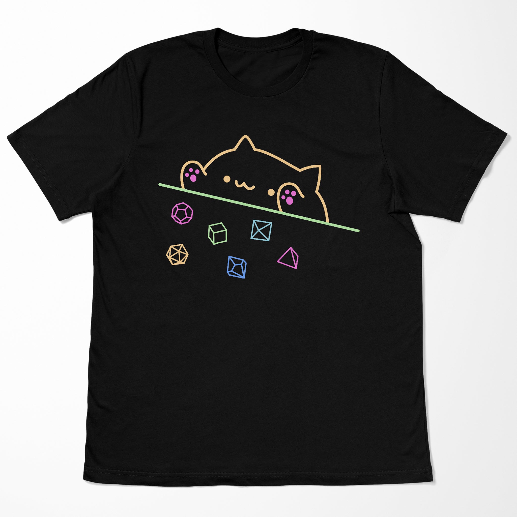 Neon Dice Cat Shirt - Dungeons and Dragons Shirt