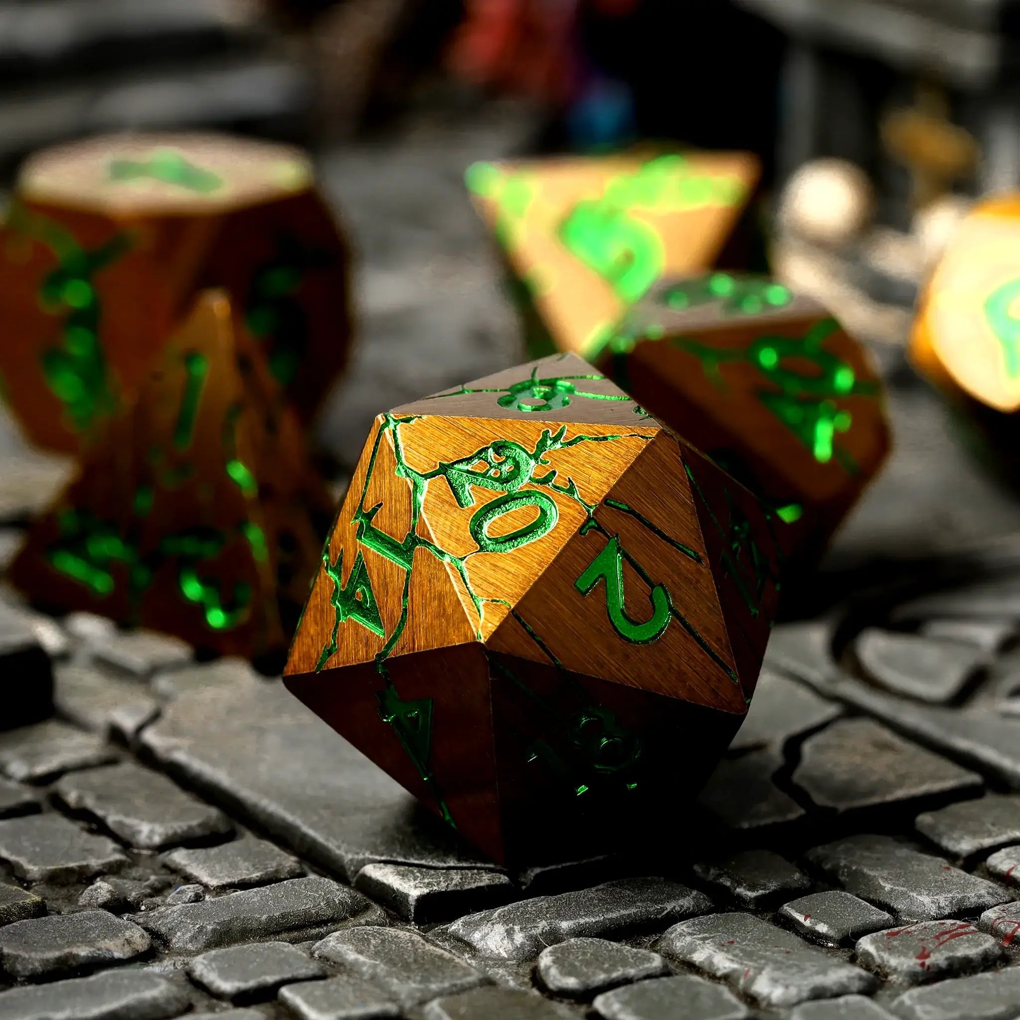 Gorgon Gaze Metal RPG Dice Sett - RPG Dice Set - GlassStaff