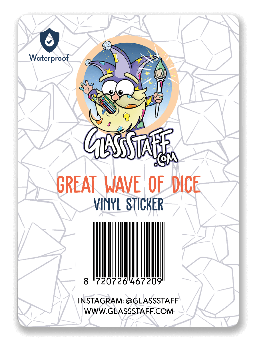 Grote golf van dobbelstenen sticker - D&D / TTRPG sticker - Glassstaff