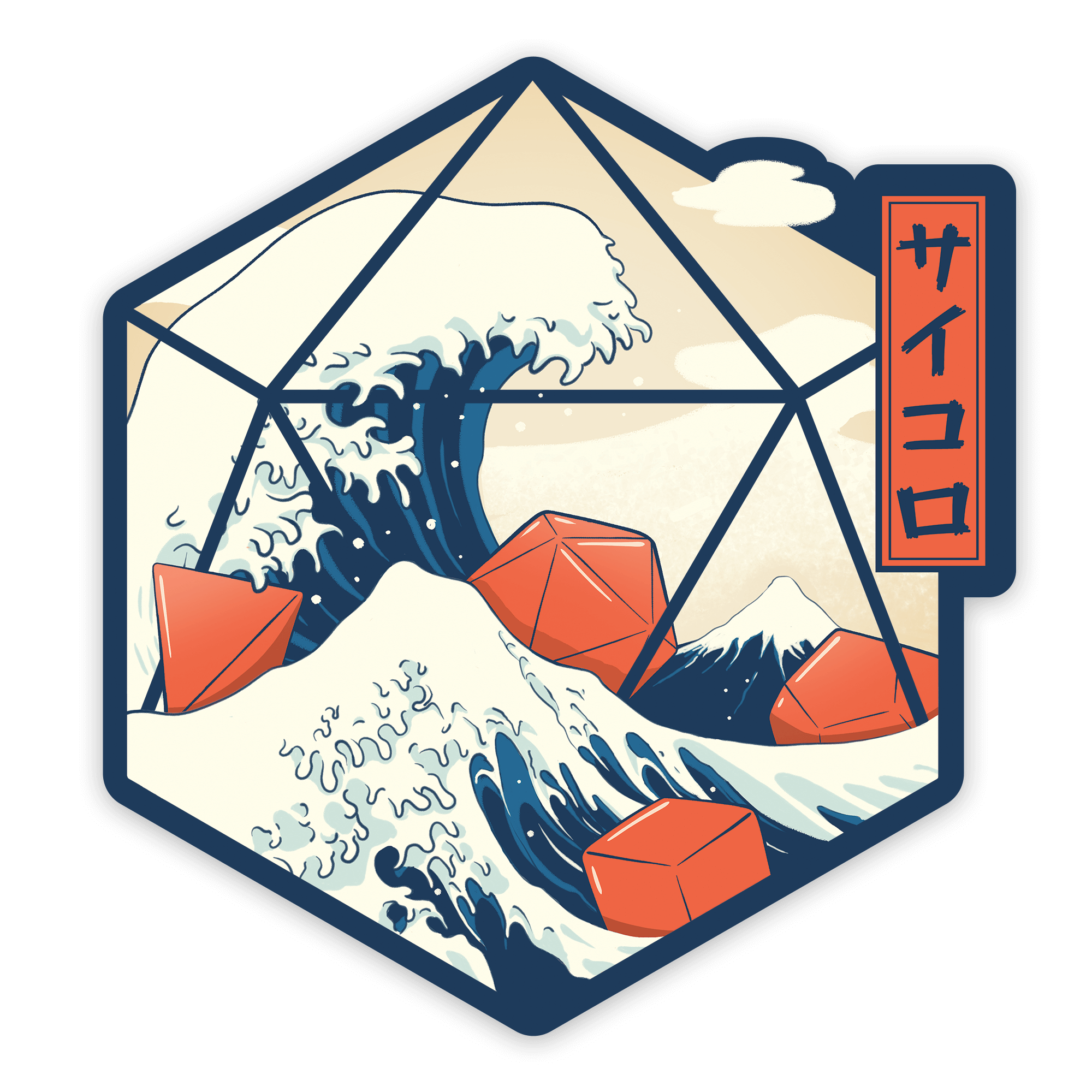 Great Wave of Dice Sticker - Sticker - GlassStaff