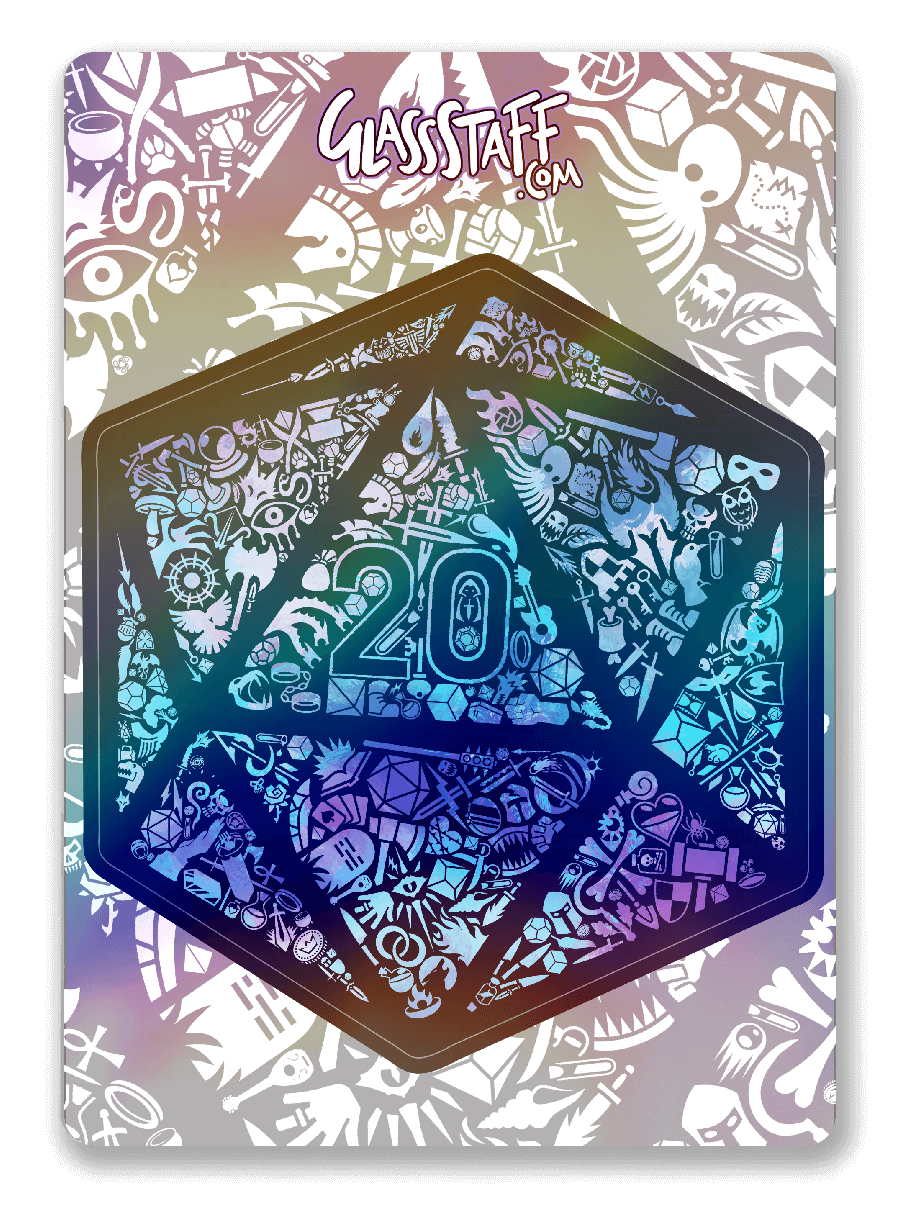 Holographic Mosaic D20 Sticker - Sticker - GlassStaff