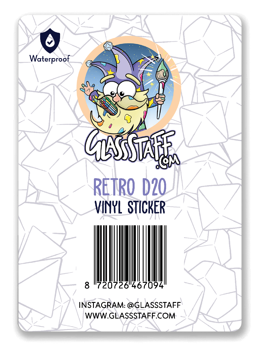 Holografisch Retro D20 Sticker - D&D / TTRPG Sticker - {{46daf2d70c0f9b0fcc879bff5d833b44}}