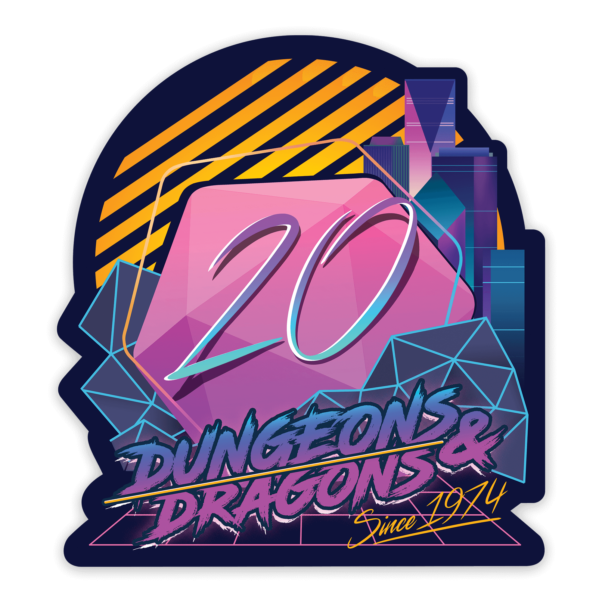 Holografisch Retro D20 Sticker - D&D / TTRPG Sticker - {{46daf2d70c0f9b0fcc879bff5d833b44}}