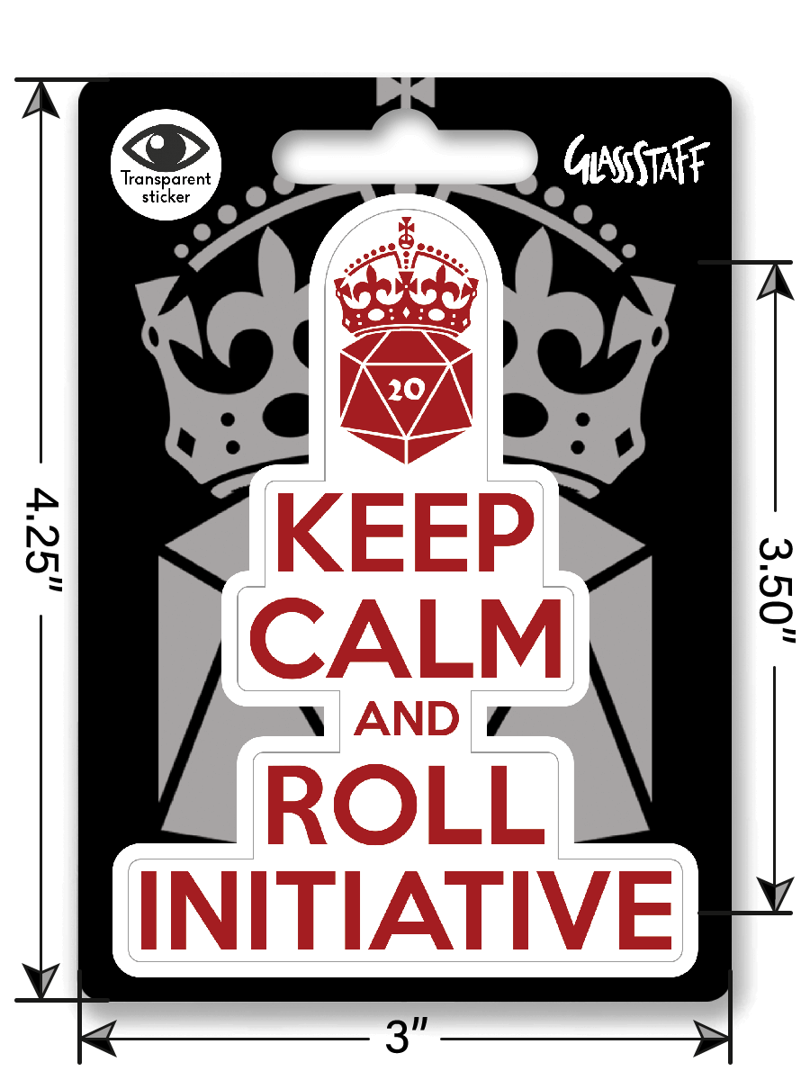 Blijf kalm en rol initiatiefsticker - D&D / TTRPG sticker - Glassstaff