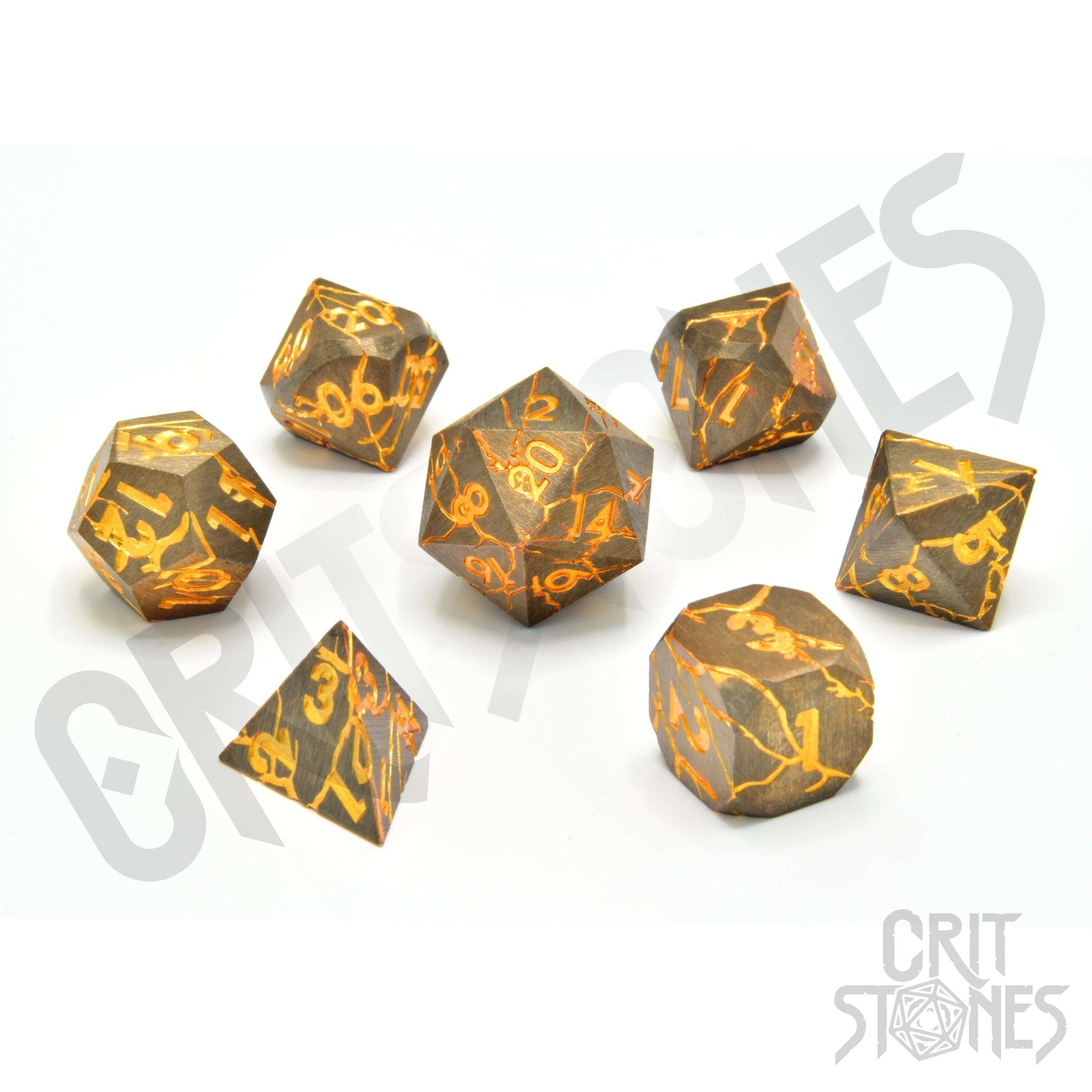 Marred Midas Metal RPG Dice Set - RPG Dice Set - GlassStaff