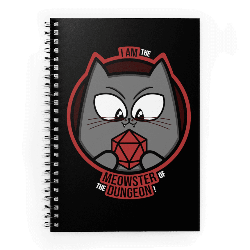 Meowster of the Dungeon WS Notebook - D&D / TTRPG Hardcover Spiral Notebook - Glassstaff