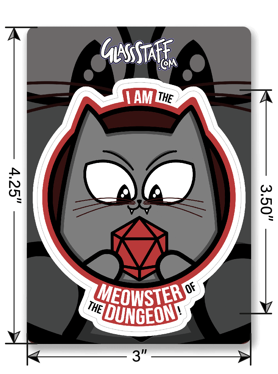 Meowster of the Dungeon Sticker - Sticker - GlassStaff