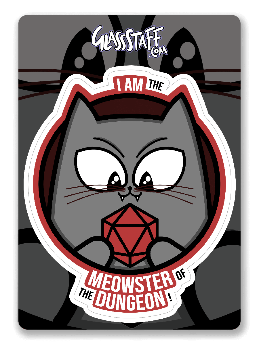Meowster of the Dungeon Sticker - Sticker - GlassStaff