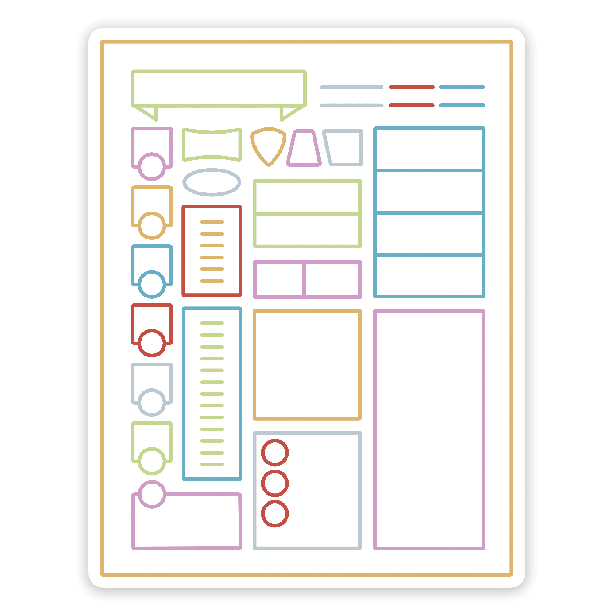 Minimal Character Sheet Sticker - Sticker - GlassStaff