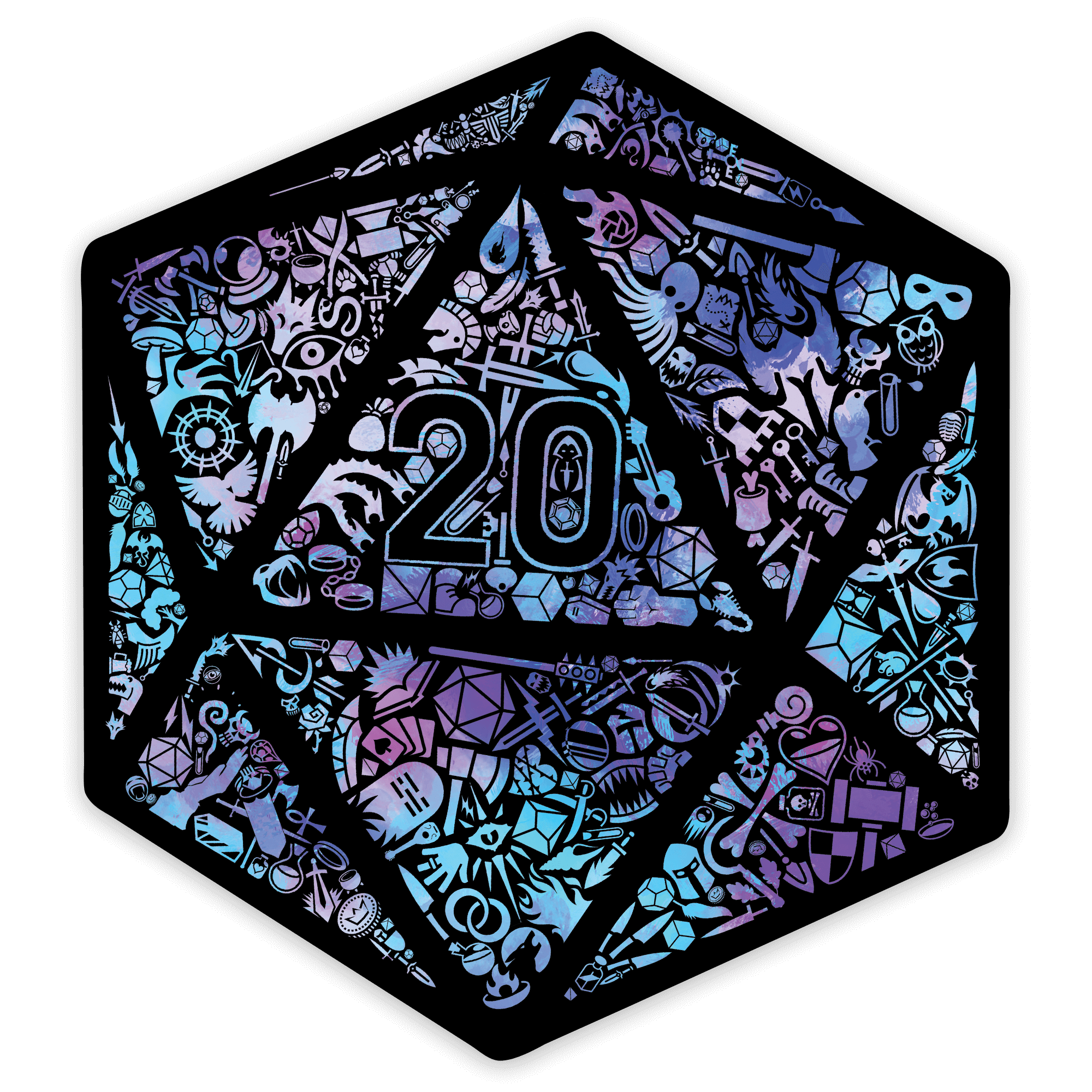 Holographic Mosaic D20 Sticker - D&D / TTRPG Sticker - Glassstaff