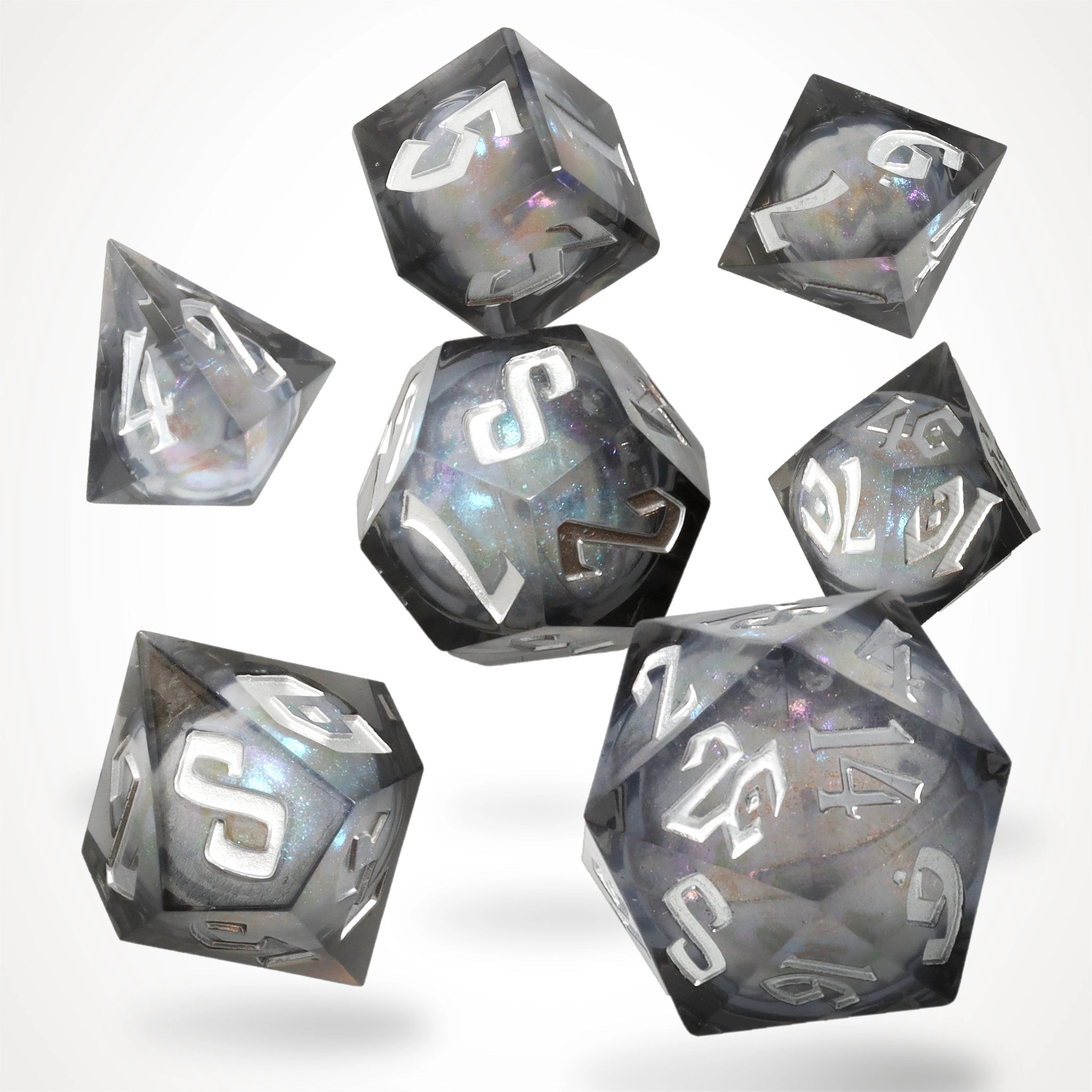 Nebula Night Liquid Core RPG Dice Set - RPG Dice Set - GlassStaff