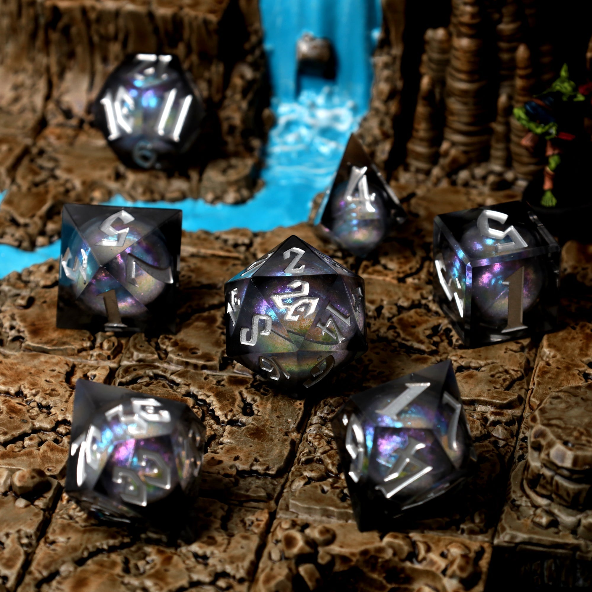 Nebula Night Liquid Core RPG Dice Set - RPG Dice Set - GlassStaff
