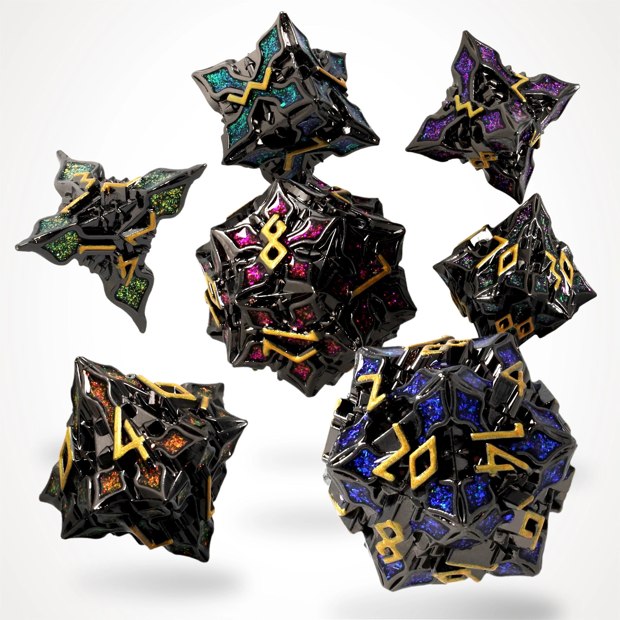 Nocturnal Aether Metal RPG Dice Set - RPG Dice Set - GlassStaff