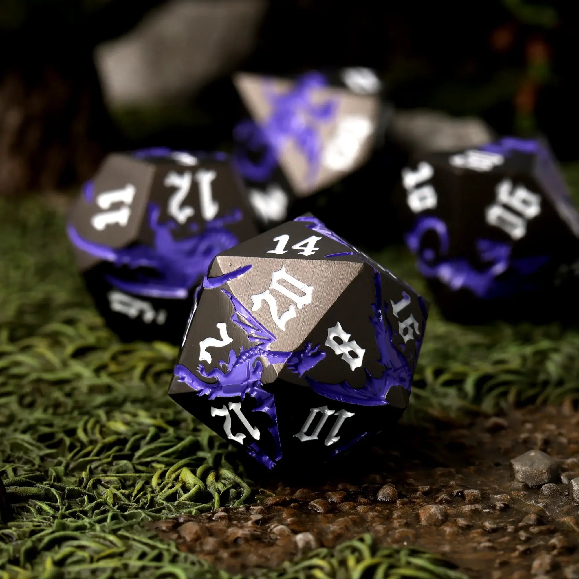 Nocturnum Dracona Metal RPG Dice Set - RPG Dice Set - GlassStaff