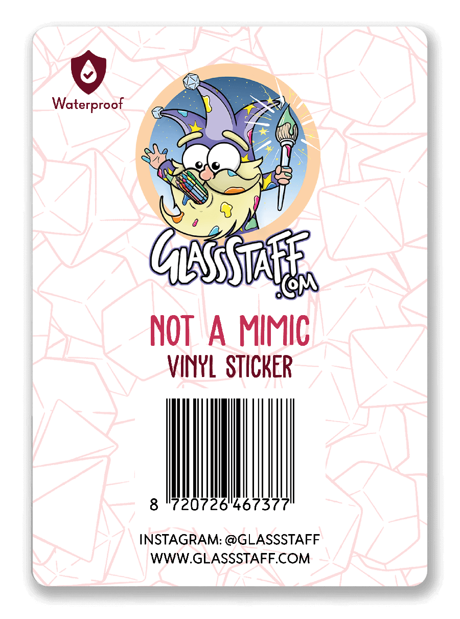 Transparant Niet a Mimic Sticker - D&D / TTRPG-sticker - Glassstaff