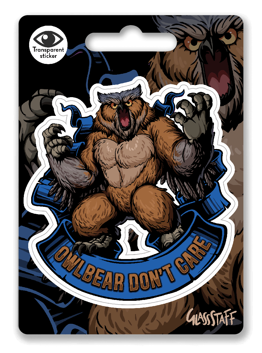 Owlbear Don't Care Sticker - Sticker - GlassStaff